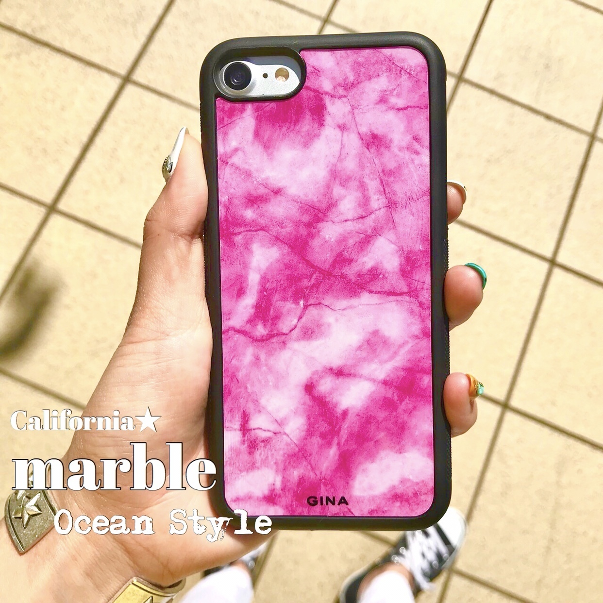 大特価sale 即納 ピンク大理石柄ケース 西海岸スタイル Iphoneケース Gina California Shop