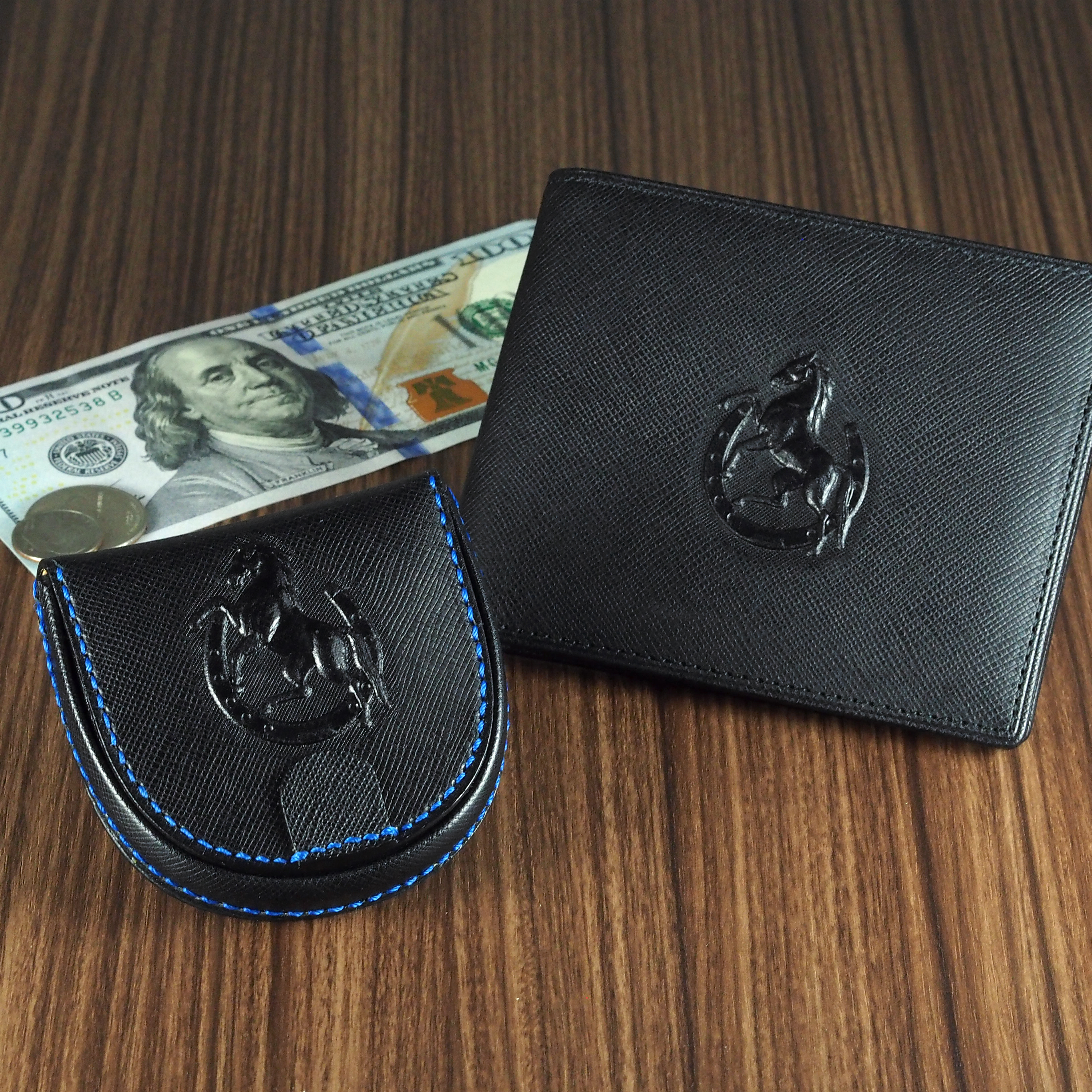 左馬 カード財布セット 二つ折り純札カード財布 馬蹄小銭入れ Masago ザ マイスター