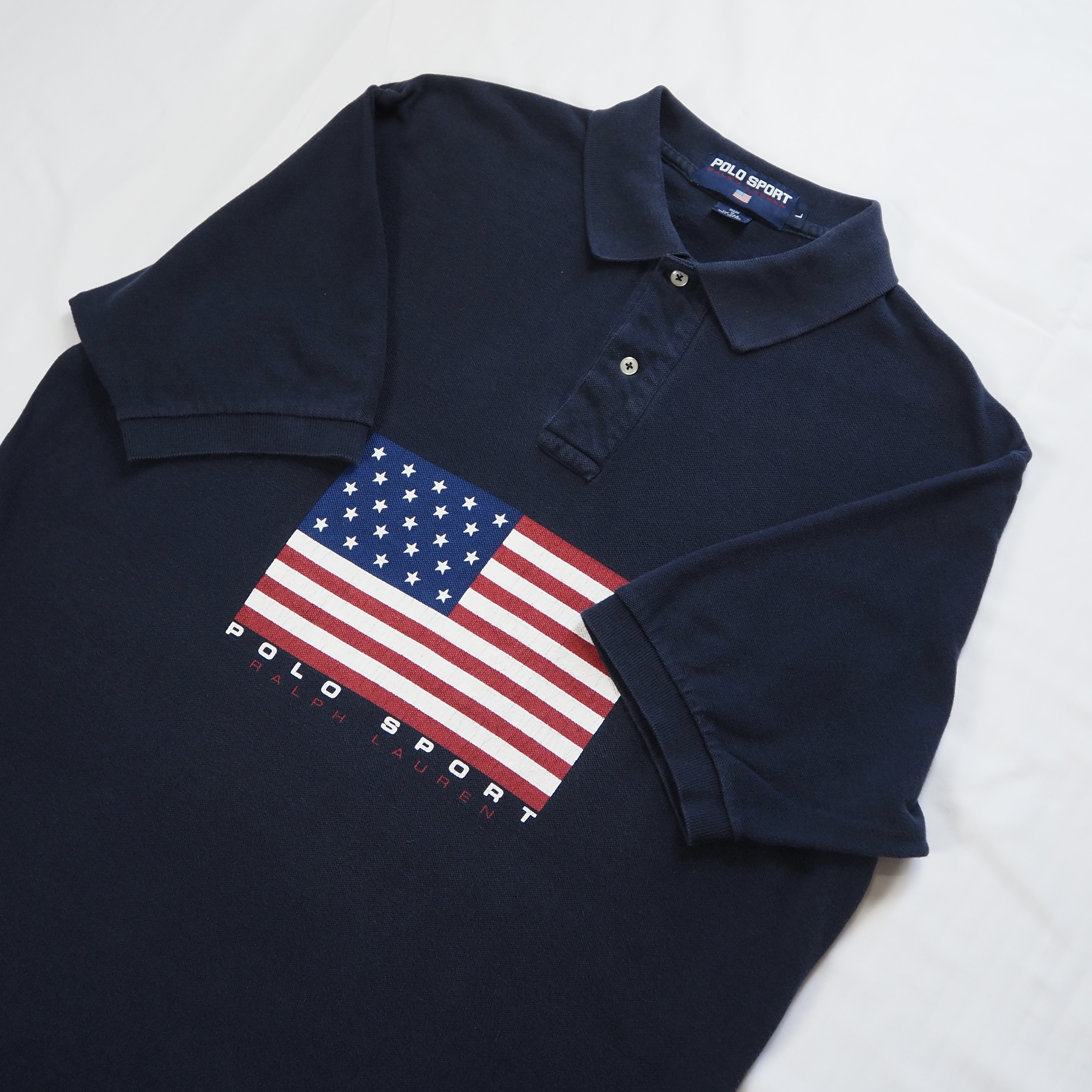 90’s Polo Sports ポロシャツ 星条旗 Lサイズ の画像 3