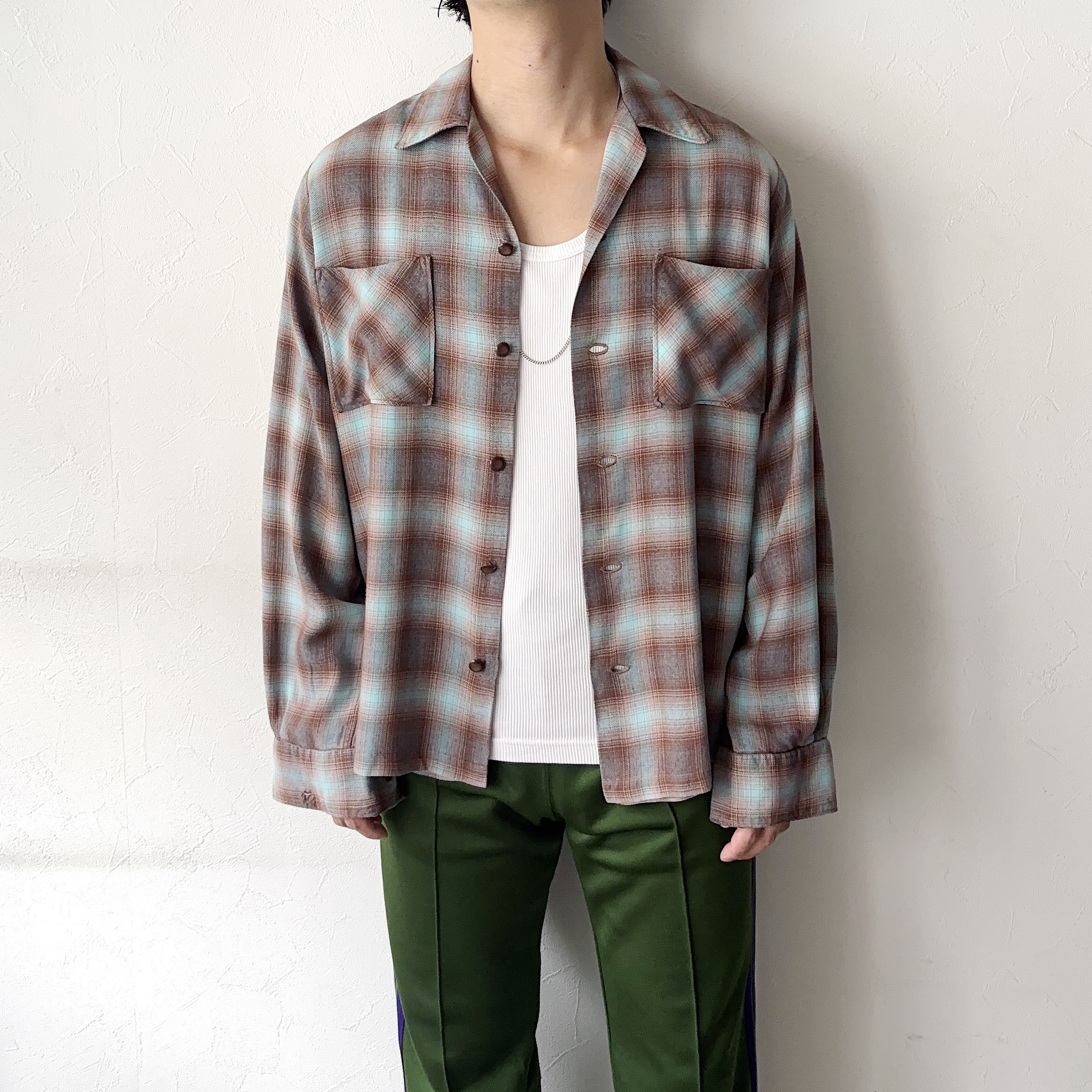Vintage 60's Ombre Check Rayon Shirt の画像 4