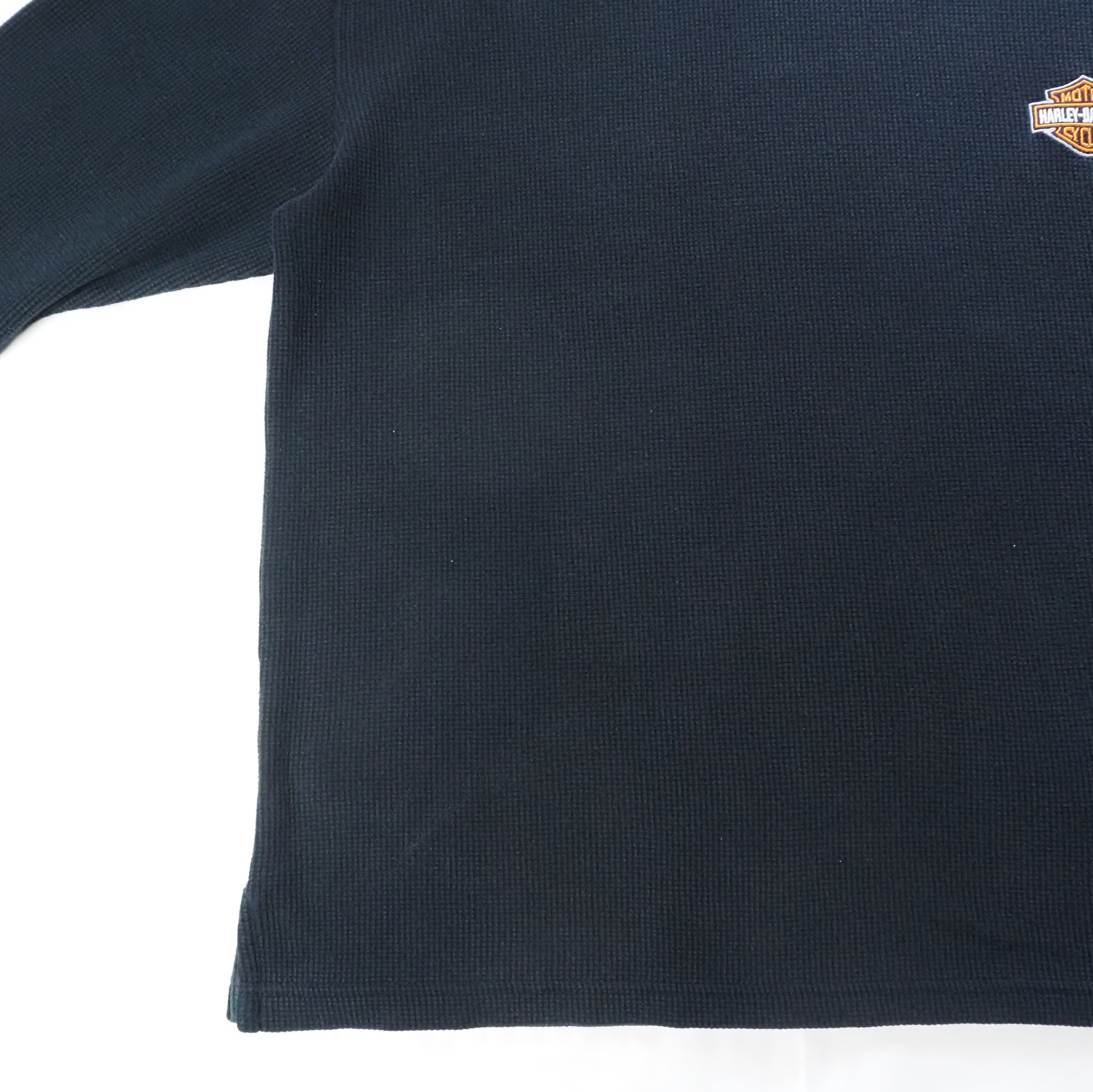 90's Harley Davidson サーマル ロンT ブラック Lサイズ程度 の画像 11