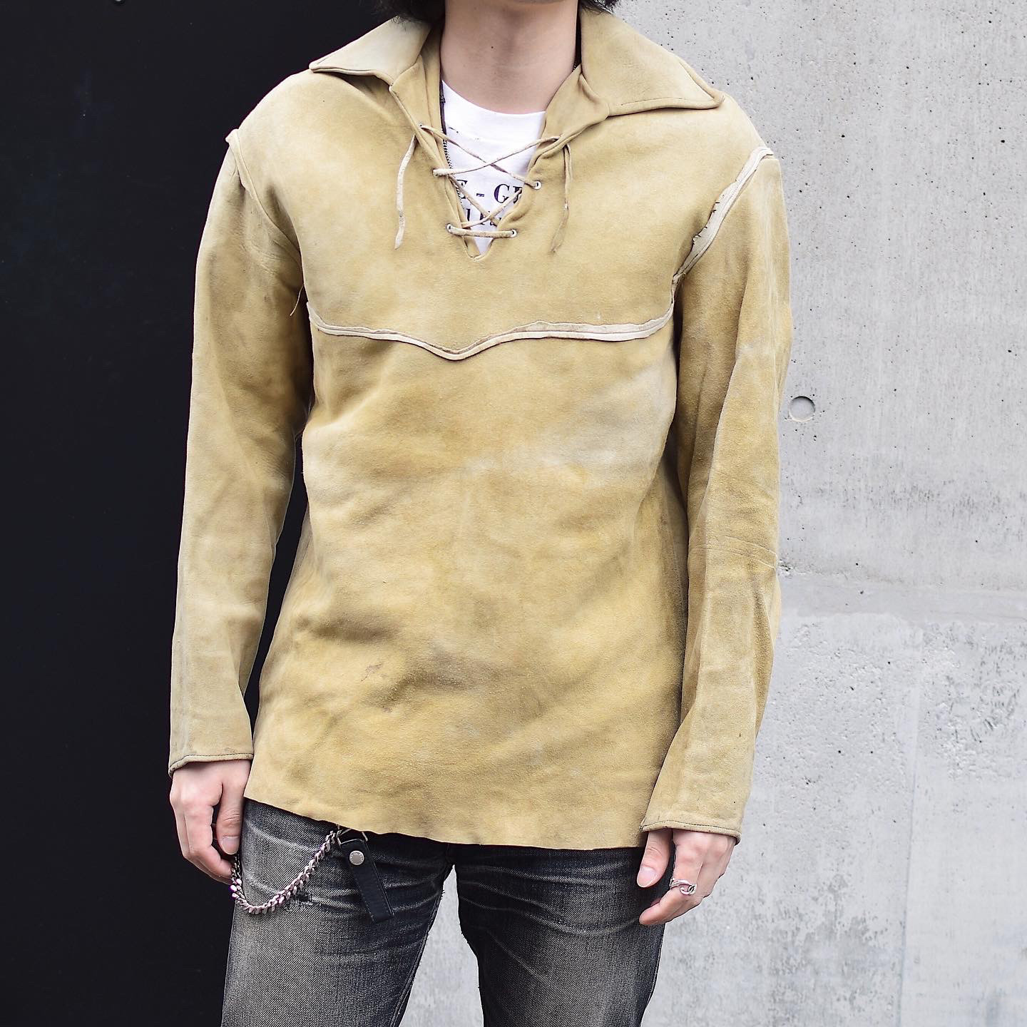 Vintage Lace-up Suede Shirt の画像 3
