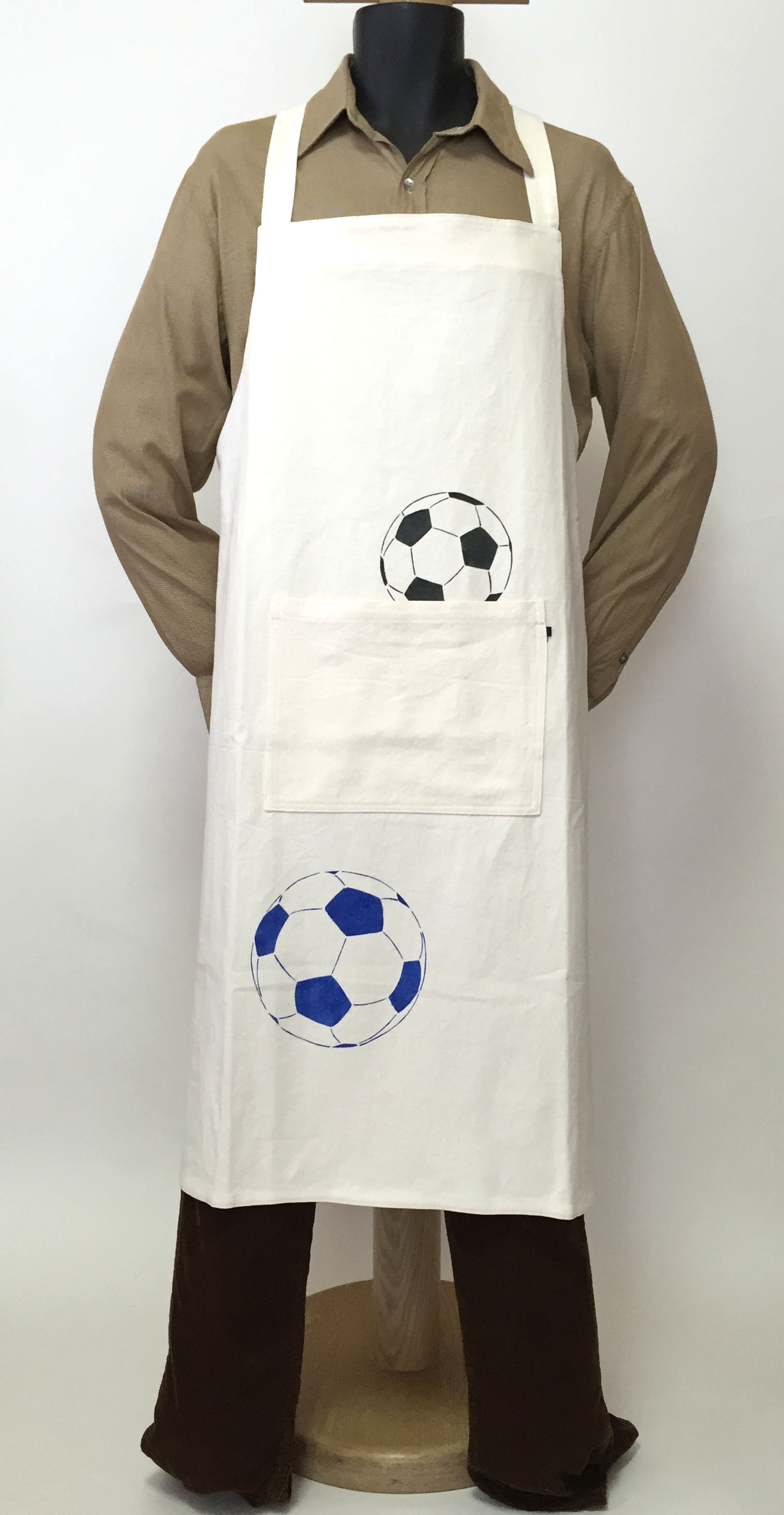 手染めエプロン サッカーボール 白 男のエプロン屋 手染めエプロン サッカーボール 白 男のエプロン屋