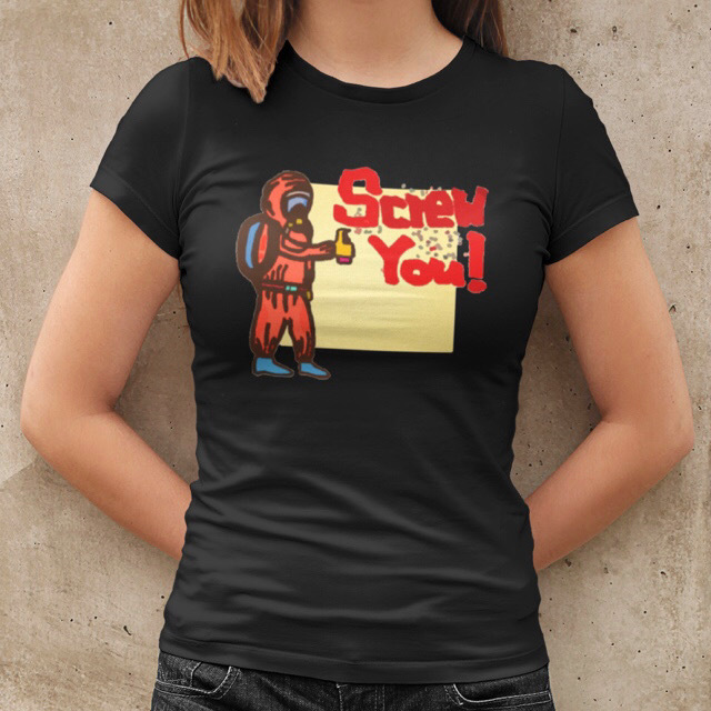 ポップアート Screw You スプレー デザイン 半袖tシャツ シャツ Attaboy ポップアート Screw You スプレー デザイン 半袖tシャツ シャツ Attaboy