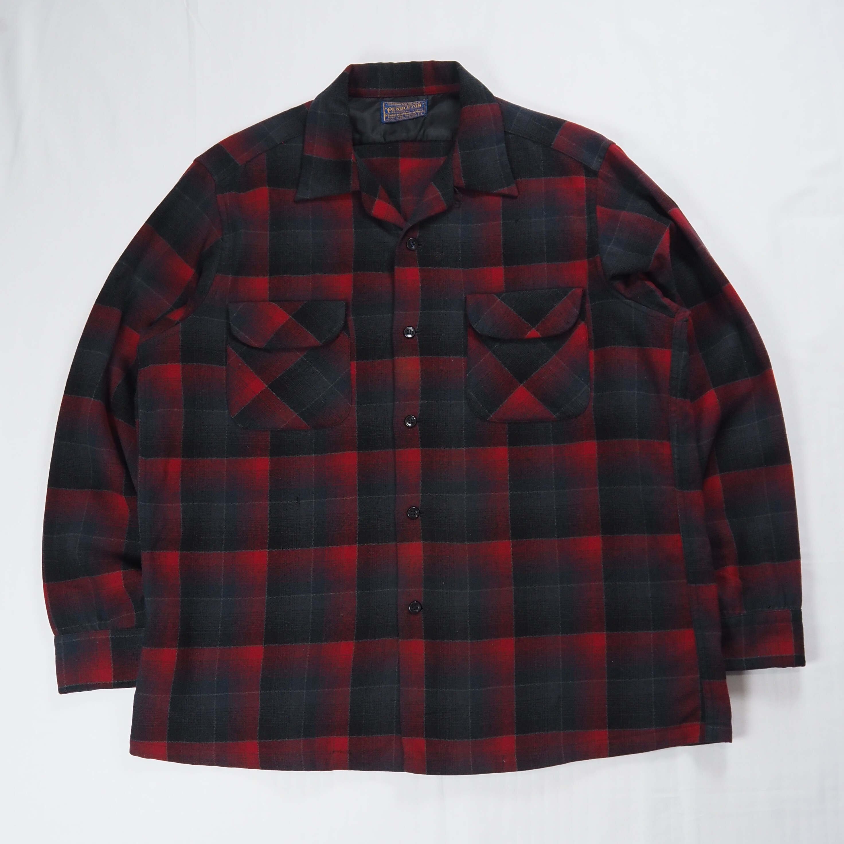 【9/23 20:00入荷】50's Pendleton ウールシャツ Lサイズ ブラック×レッド