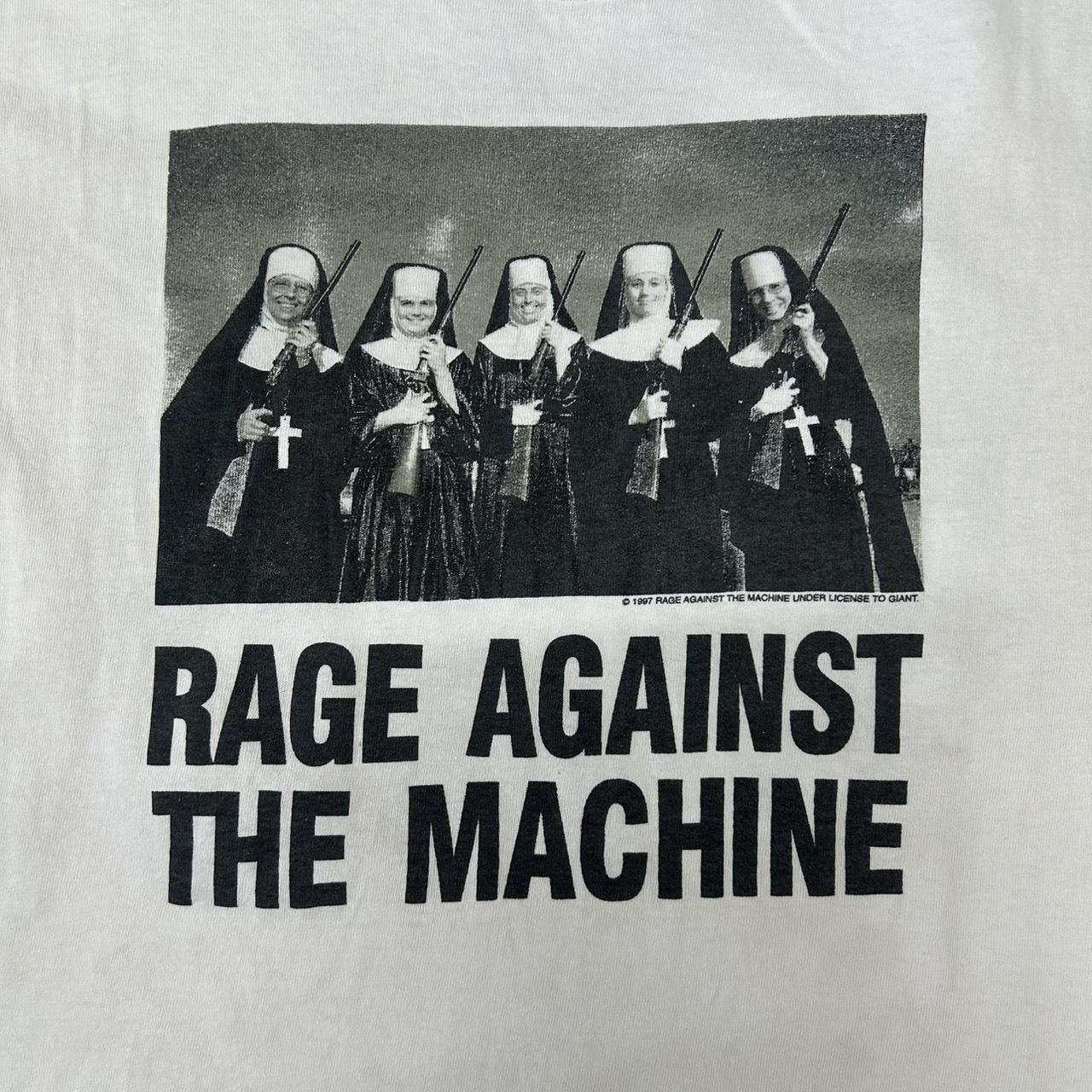 90s Rage Against The Machine RATM フォトプリント Tシャツ ホワイト バンドT Fits L の画像 3