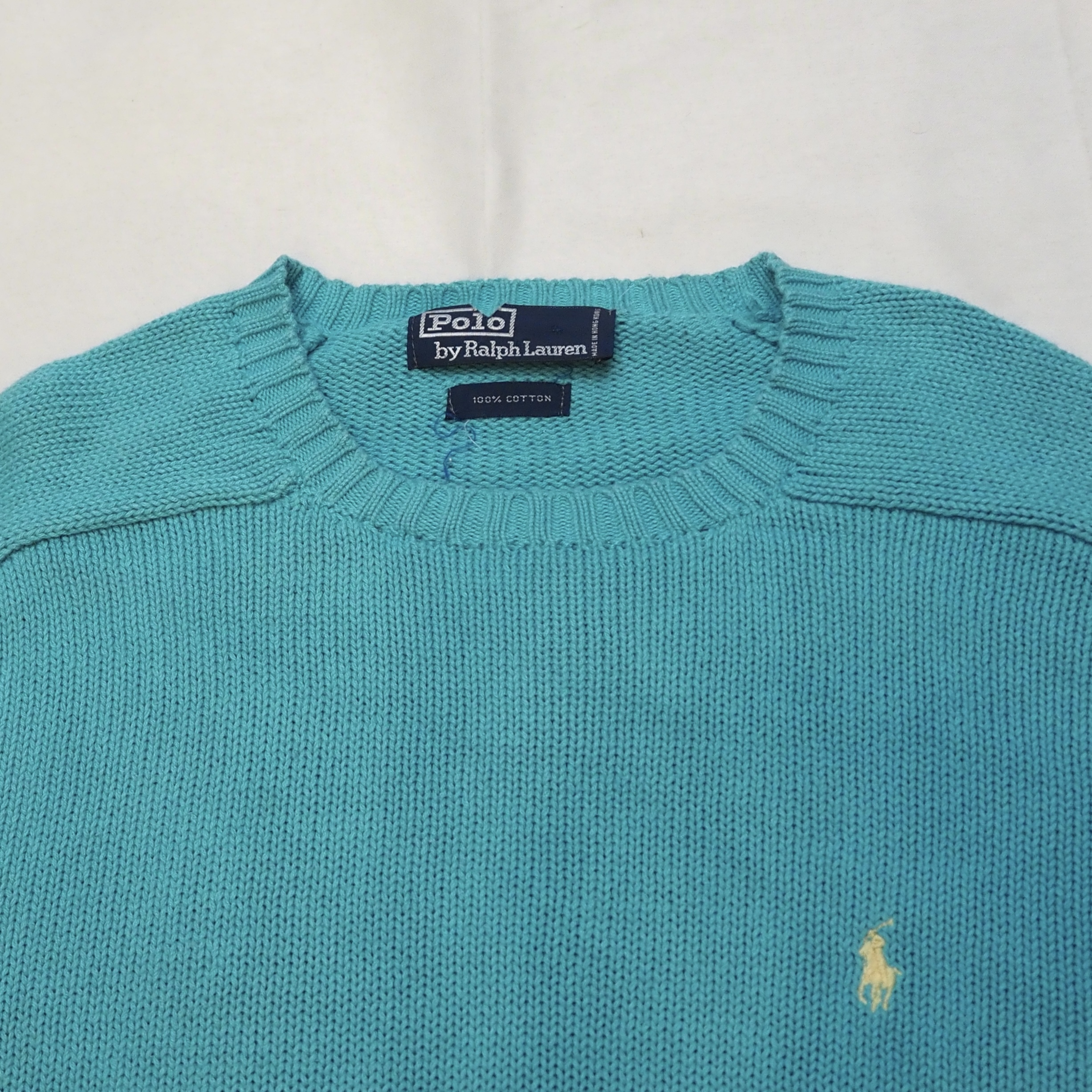90’s Ralph Lauren コットンニット ティファニーブルー の画像 7
