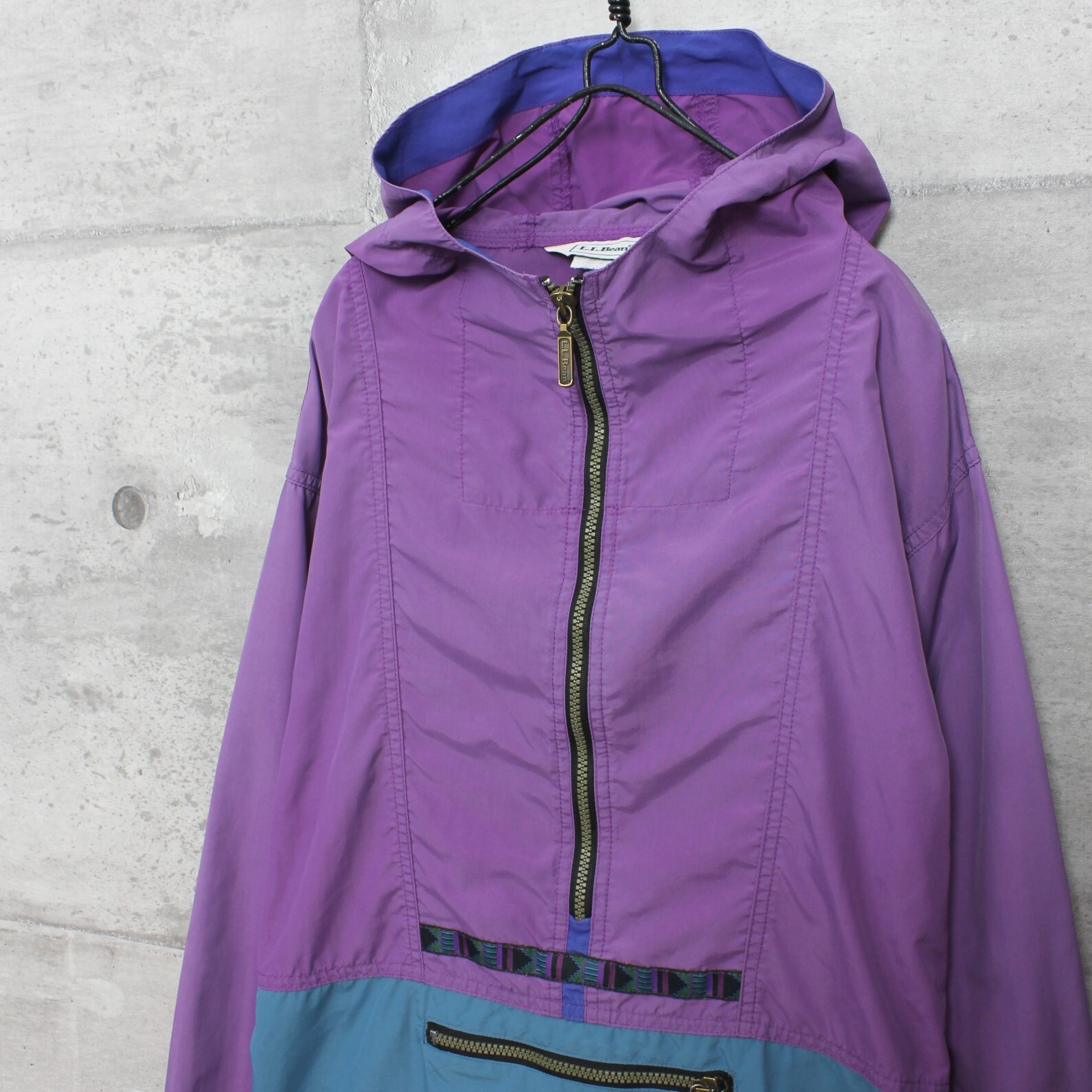 送料無料 Used ジャケット アウター メンズ Usa 古着 Ll Bean エルエルビーン 80 S Usa製 プルオーバーjkt Xl パープル グリーン 古着屋 Overdrive