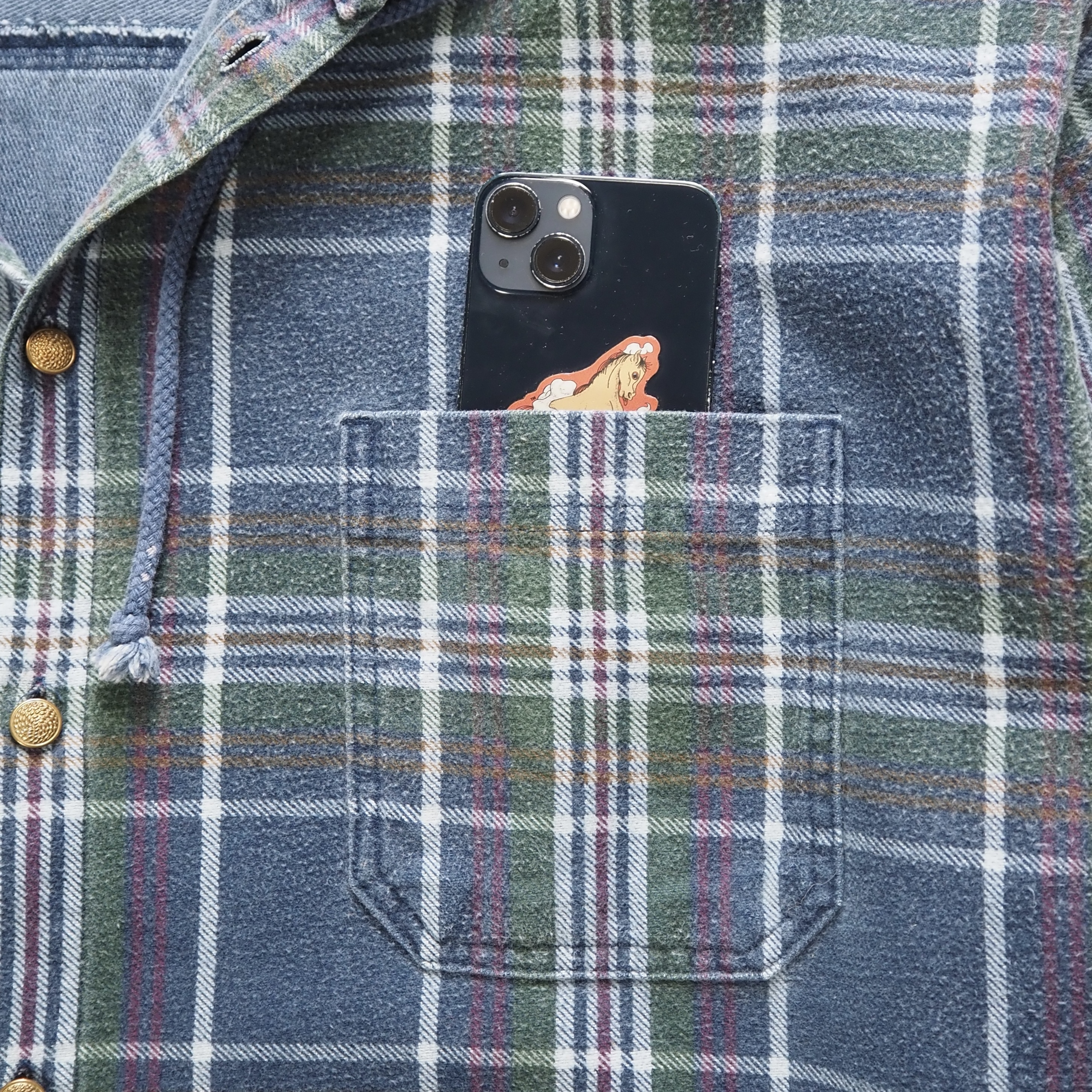00’s Anchor Blue フランネルボタンフーディ XL の画像 4