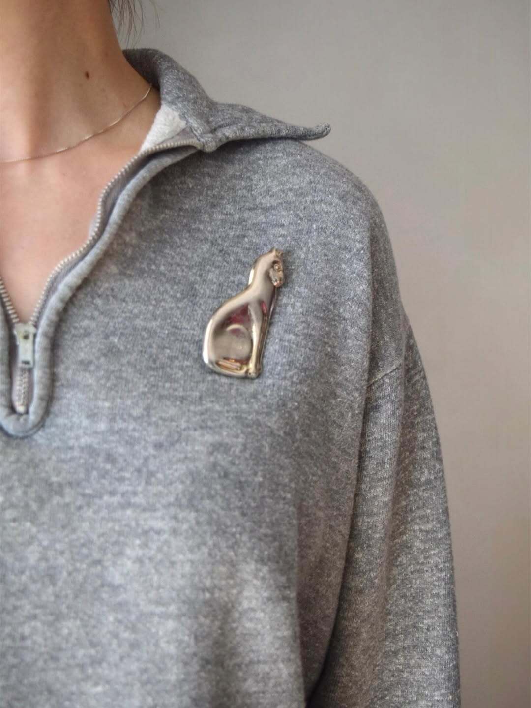 Silver brooch "cat" の画像 4