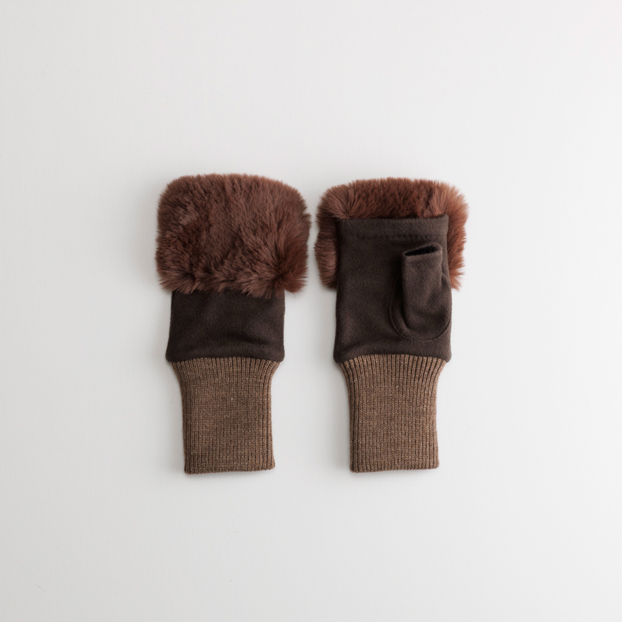 フェイクファー付きフィンガーレスグローブ(WOMEN)
