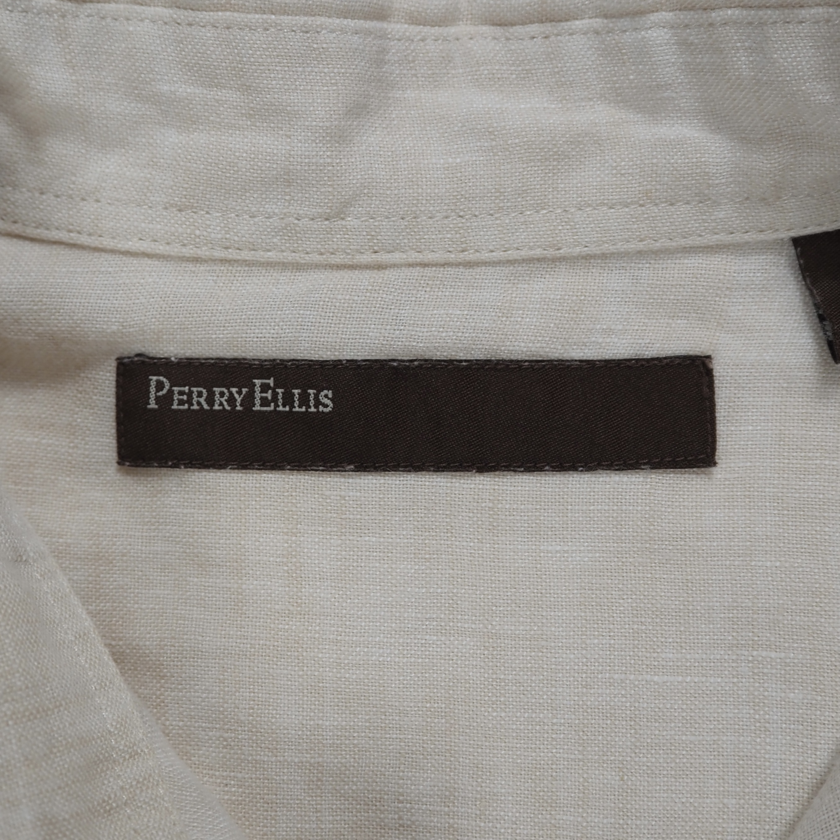 00’s Perry Ellis リネンシャツ Mサイズ 生成り 無地 の画像 5