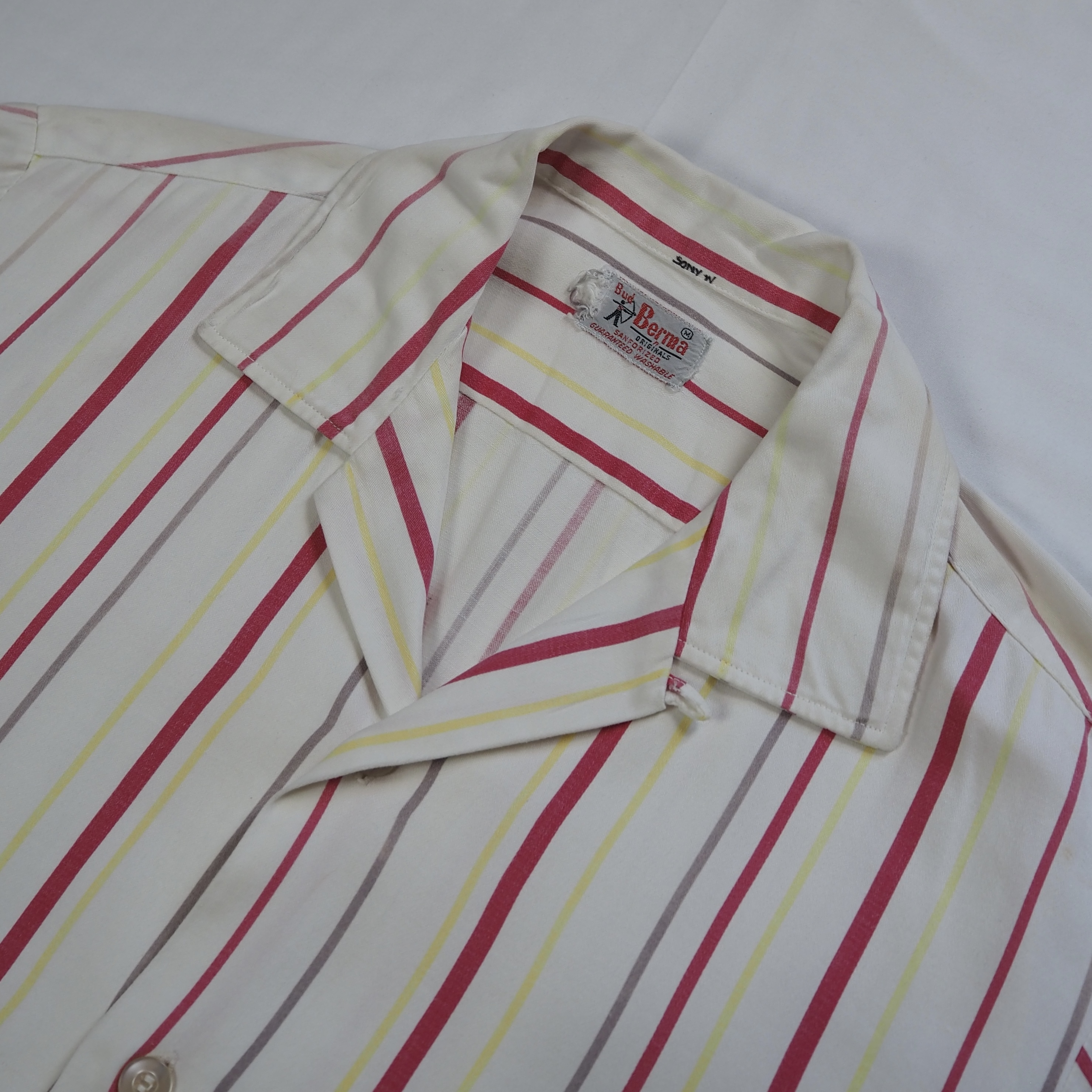 50’s Berma レーヨンシャツ ストライプ ホワイト Mサイズ の画像 8