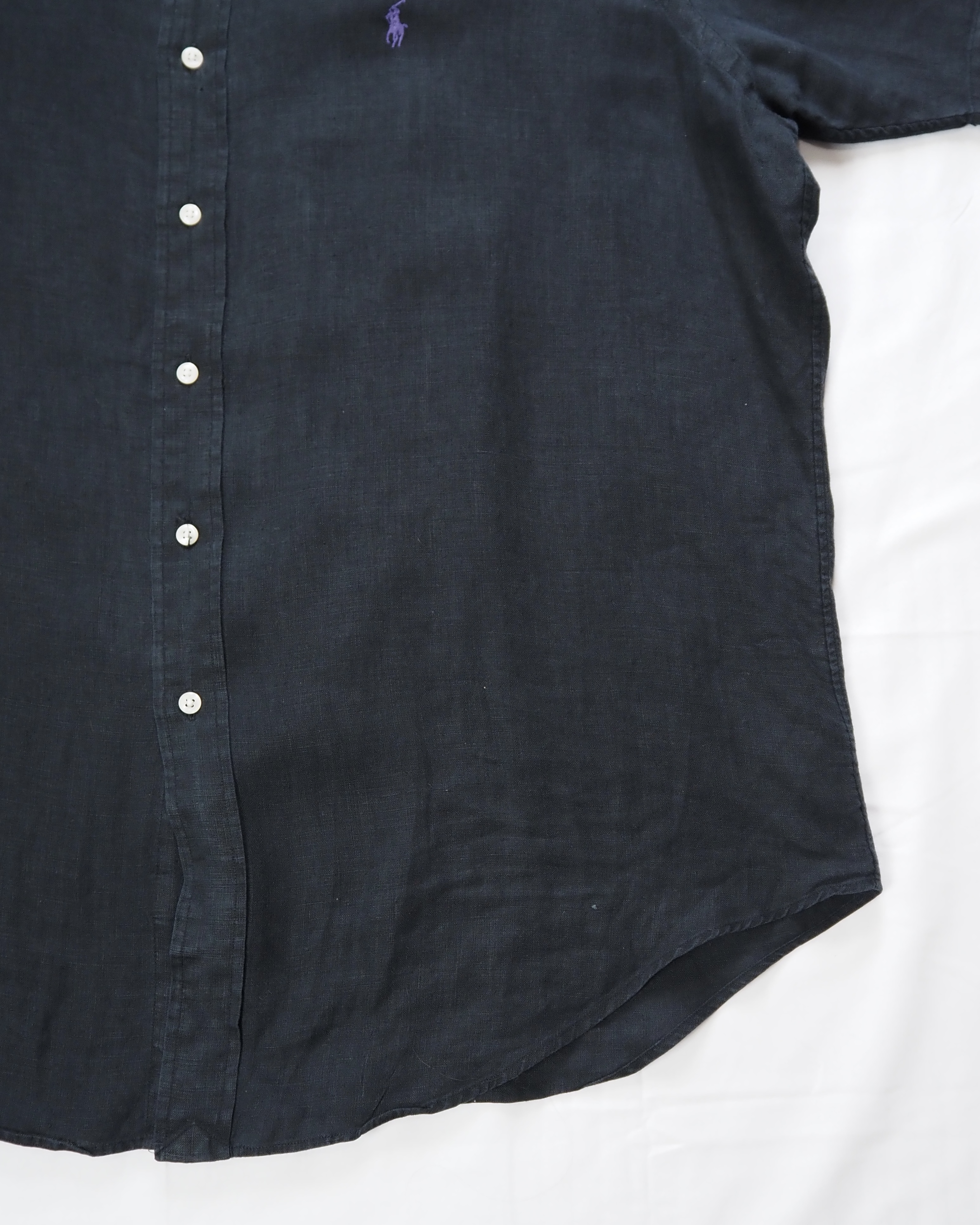 90’s Ralph Lauren リネンシャツ XL ブラック の画像 6