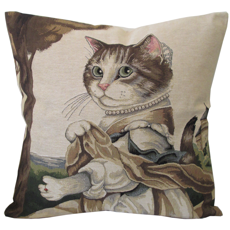 ネコ Lady ジャガード織りクッションカバー Mydecor ネコ Lady ジャガード織りクッションカバー Mydecor