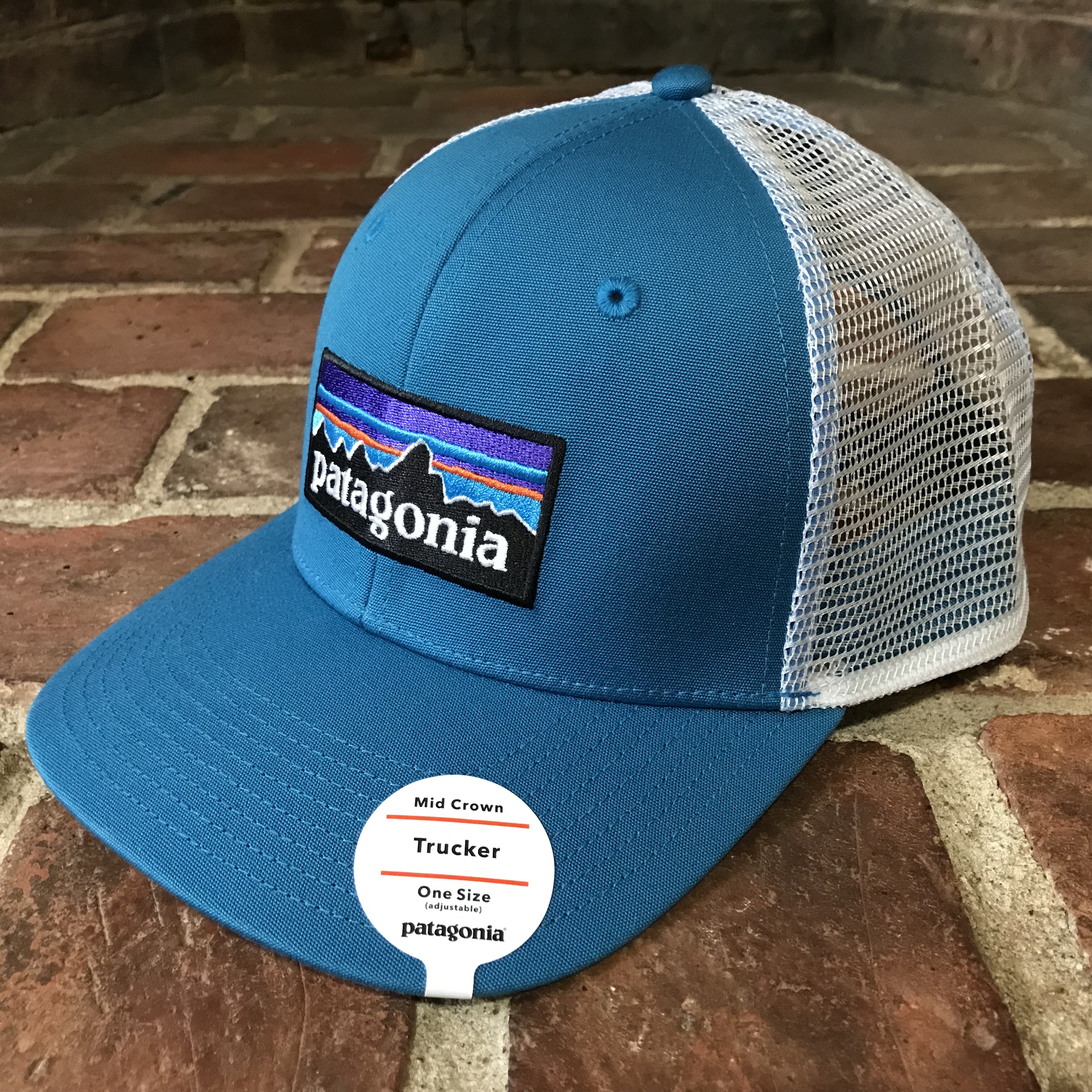 新品 Patagonia MESH CAP パタゴニア ロゴ入りエンブレム キャップ メッシュ ブルー メンズ レディース アウトドア ベースボール 帽子 ぼうし 正規品
