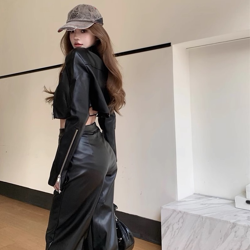 Qoo10] セットアップ レディース レザー ジャケ