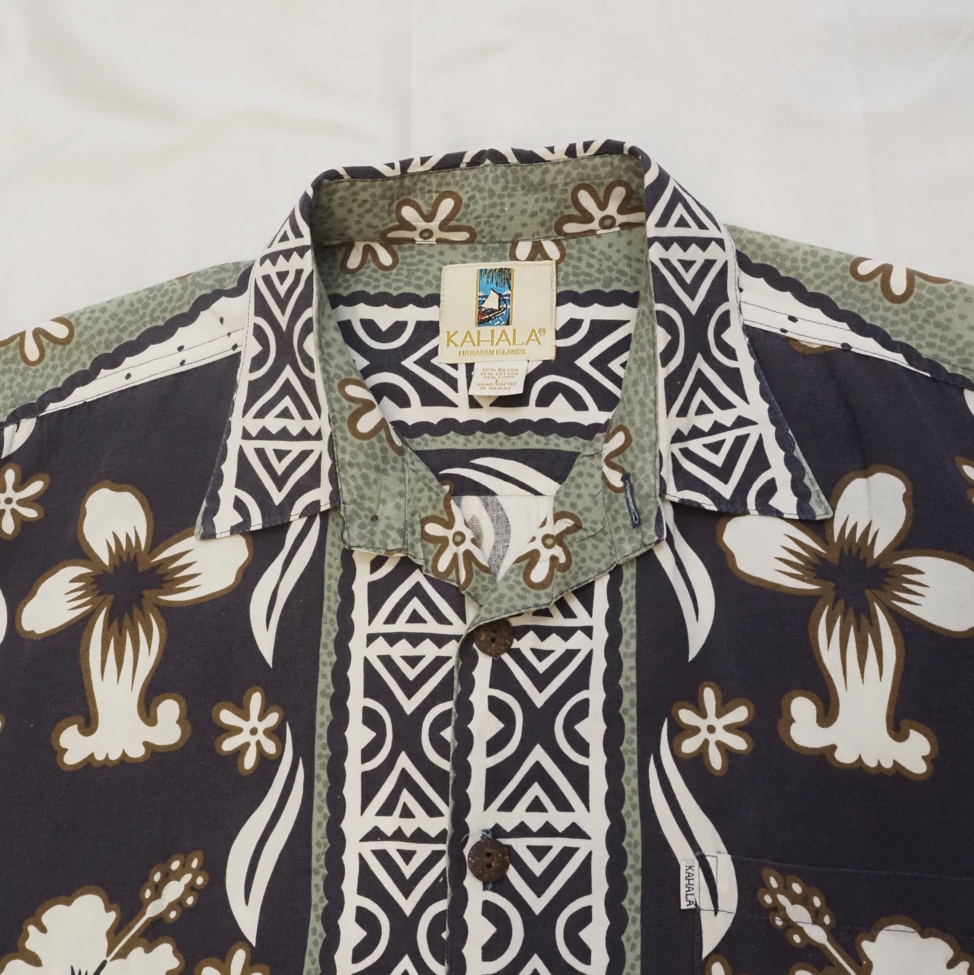90’s Hawaiian Shirt Size L "Cotton Linen” の画像 8