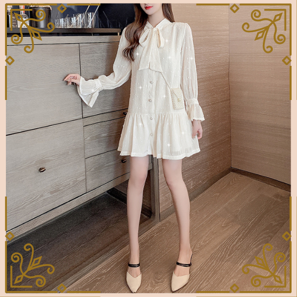 シンプルスタイルのフリルブラウスワンピース Trnd452 Re Tro