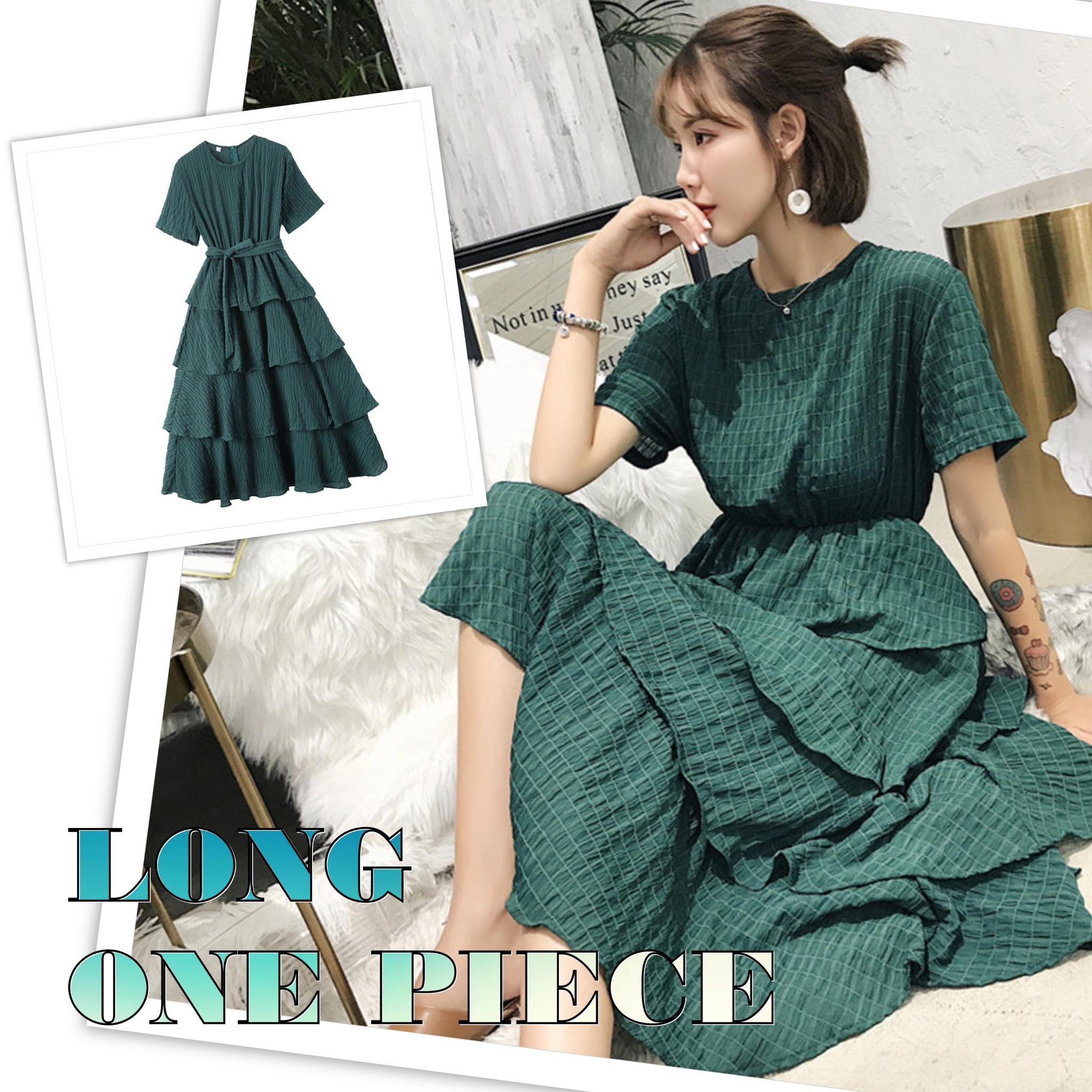 半袖 ロングワンピース レディース ケーキスカート マキシ丈 韓国 オルチャン Femarelcloset フェミクロ 半袖 ロングワンピース レディース ケーキスカート マキシ丈 韓国 オルチャン Femarelcloset フェミクロ