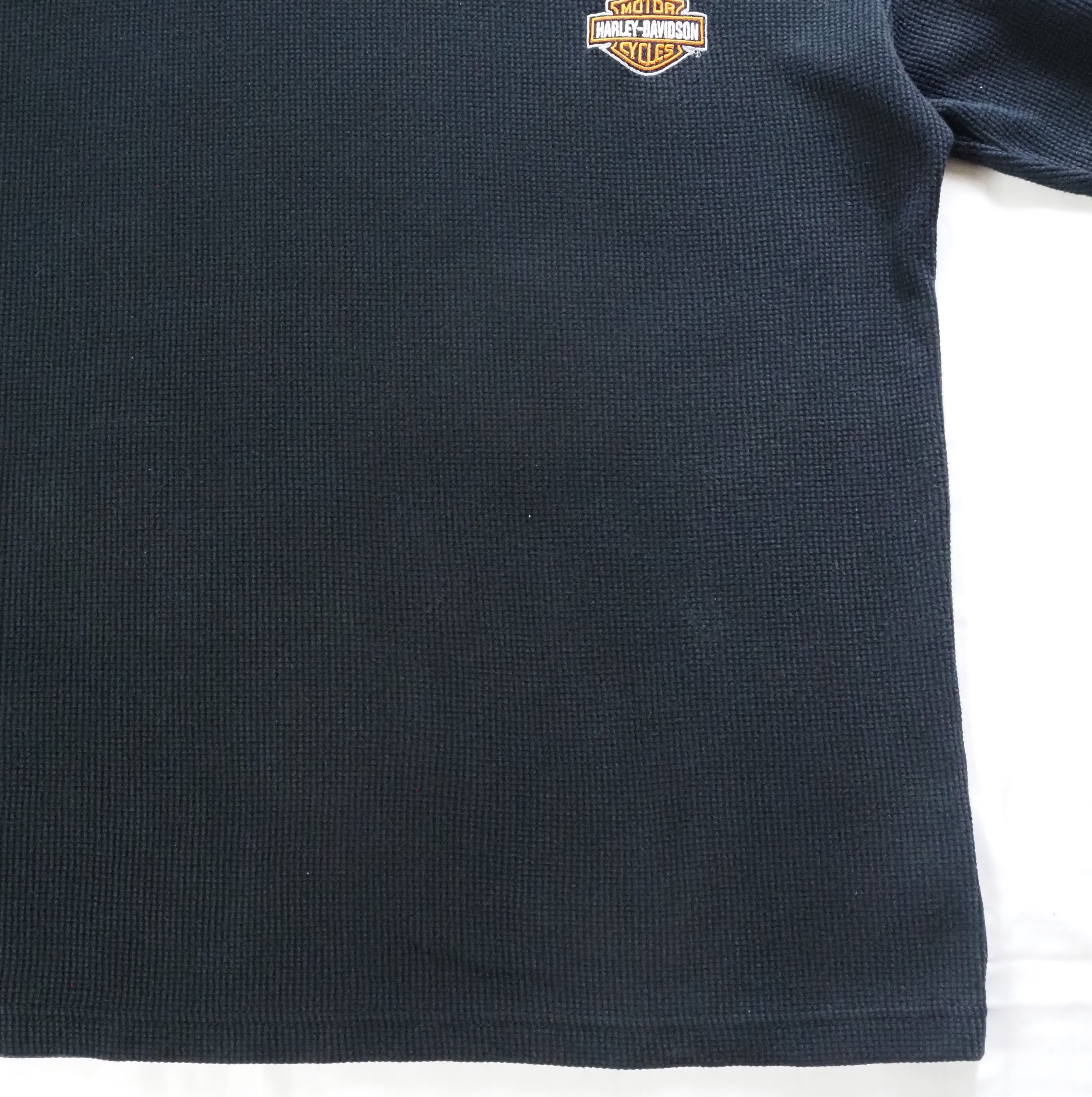 90's Harley Davidson サーマル ロンT ブラック Lサイズ程度 の画像 12