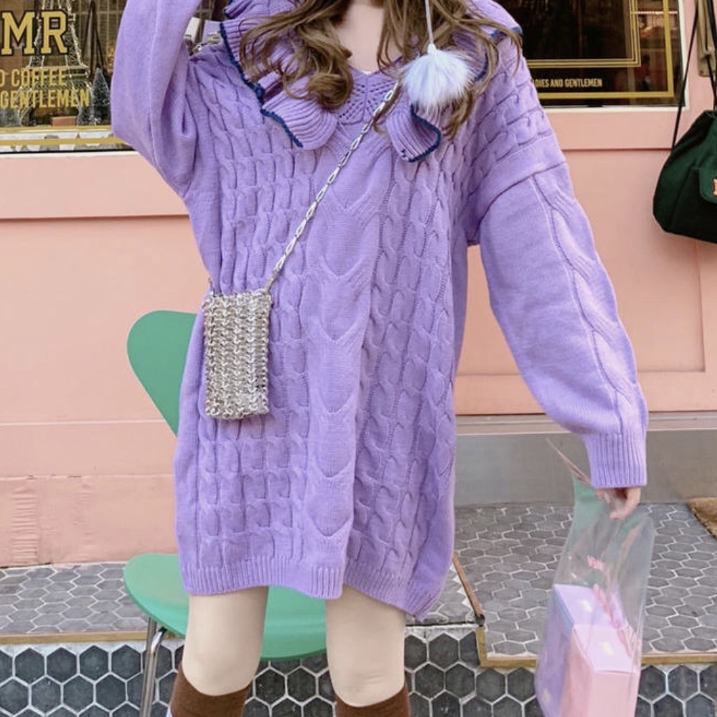 フリル パープル ニット ワンピース レディース 秋 冬 ミニ 丈 長袖 オルチャン ファッション ゆめかわ いい ゆったり Op 0474 Happy Orurea ハッピーオルレア フリル パープル ニット ワンピース レディース 秋 冬 ミニ 丈 長袖 オルチャン ファッション ゆめかわ いい ゆったり Op 0474 Happy Orurea ハッピーオルレア
