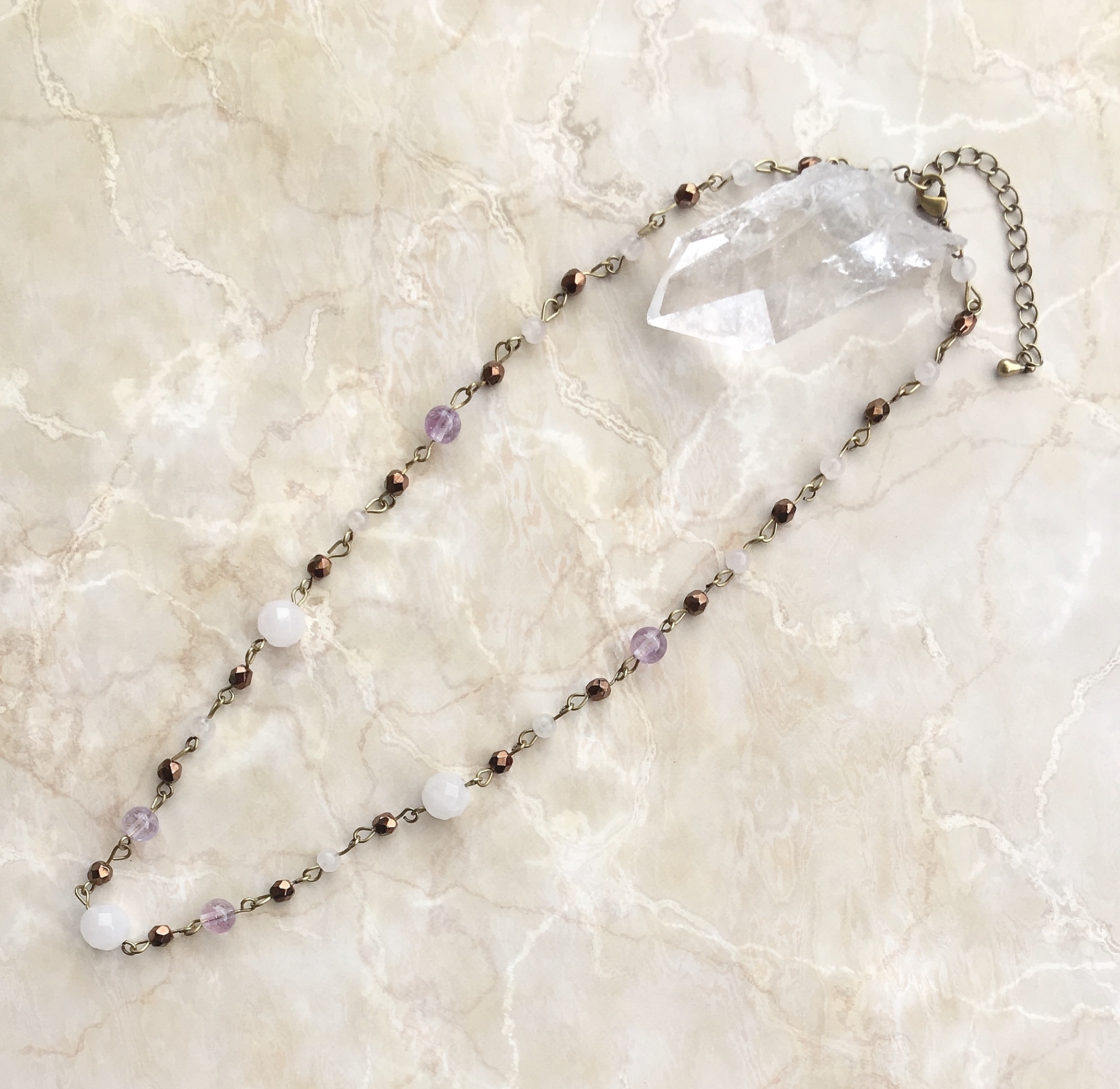 恋愛運アップ ローズクォーツ アメジスト 天然石 ネックレス 恋愛運や開運アップ のおしゃれな天然石ブレスレットの店 Clover