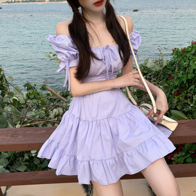 ラベンダーリボンワンピース 5street 韓国アパレルストア