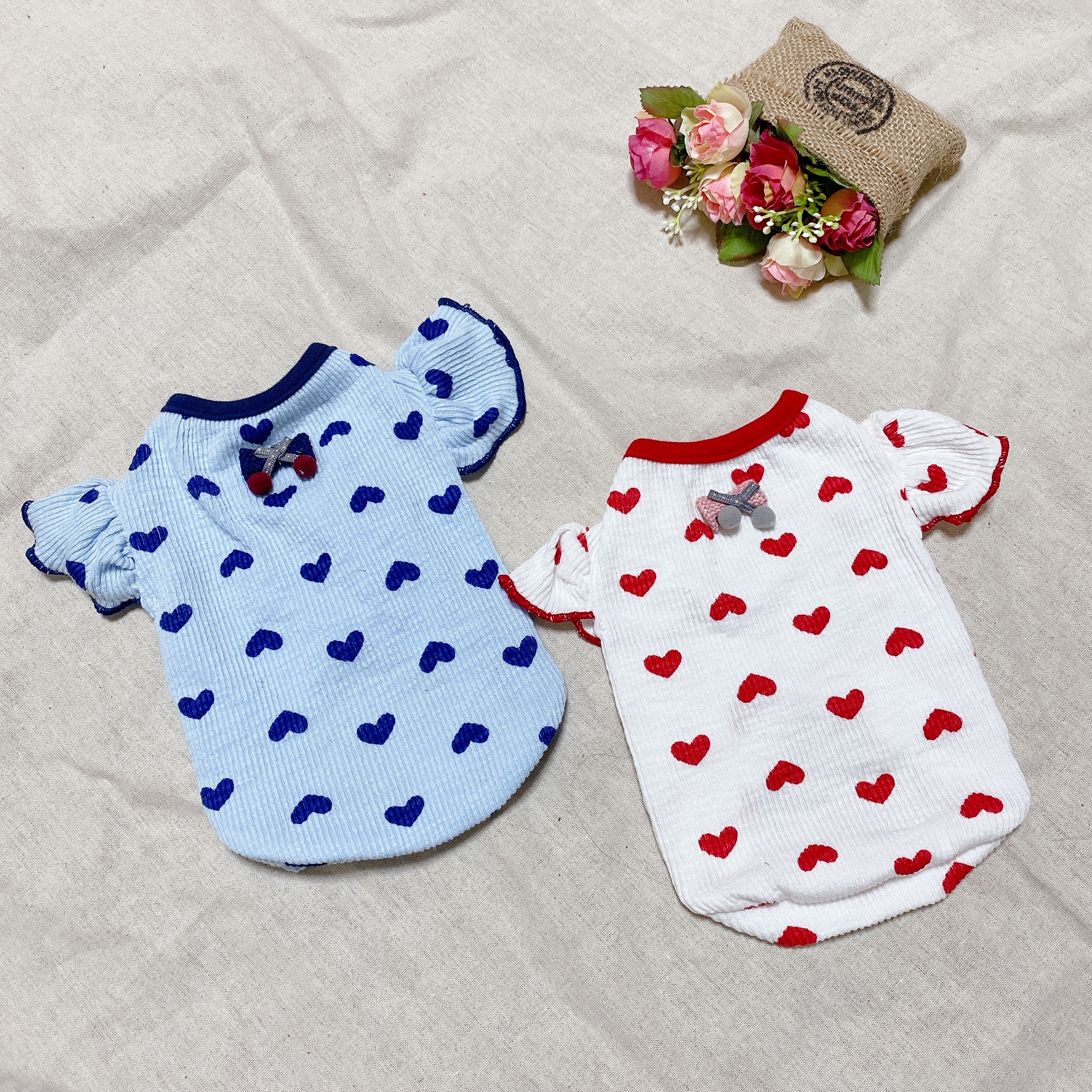 ハートフリルトップス S Xl 2color 小型犬 犬服 新作 可愛い 犬の服 春夏 ドッグウェア ペット用品ショップ Nari Pet