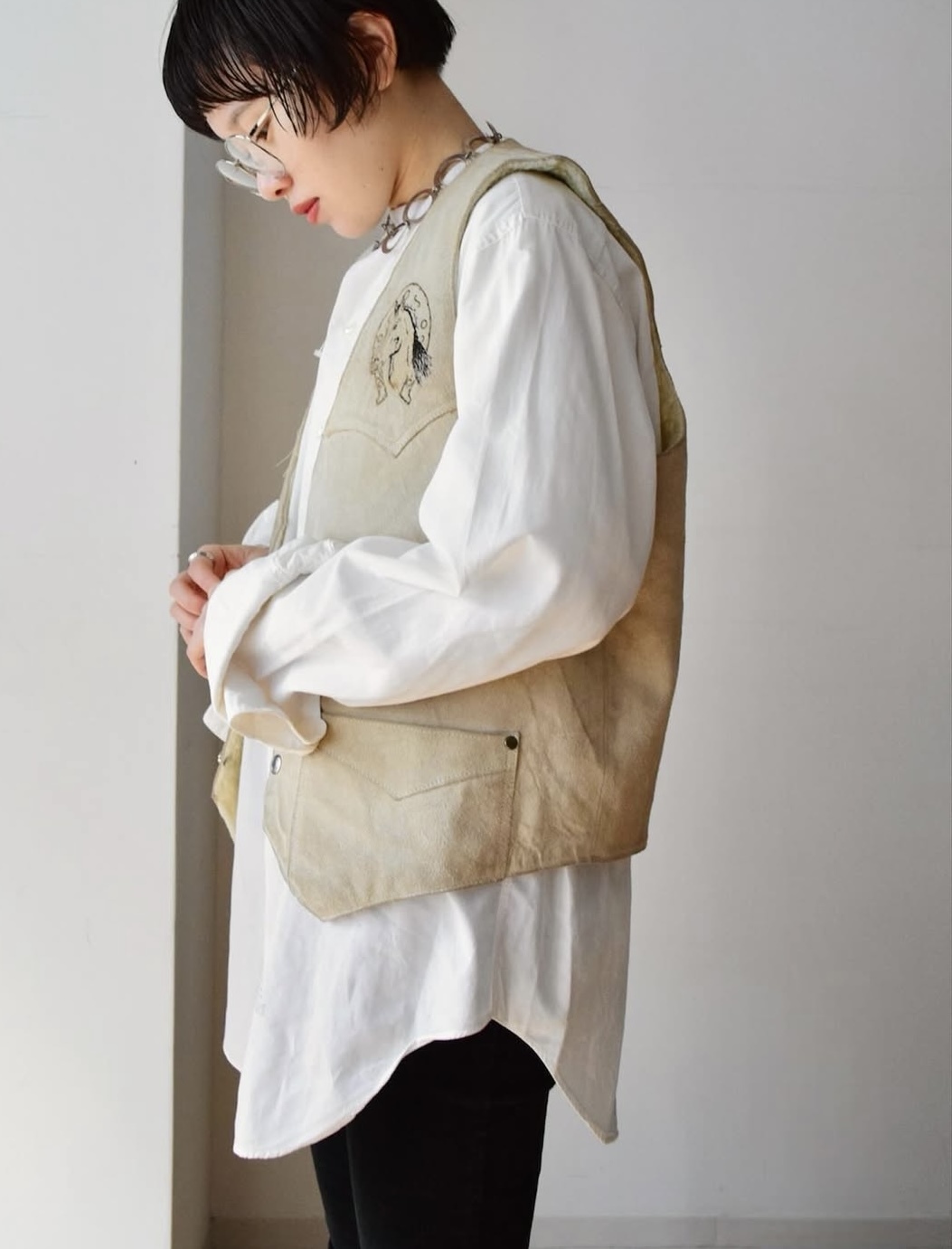 Western suede vest の画像 6