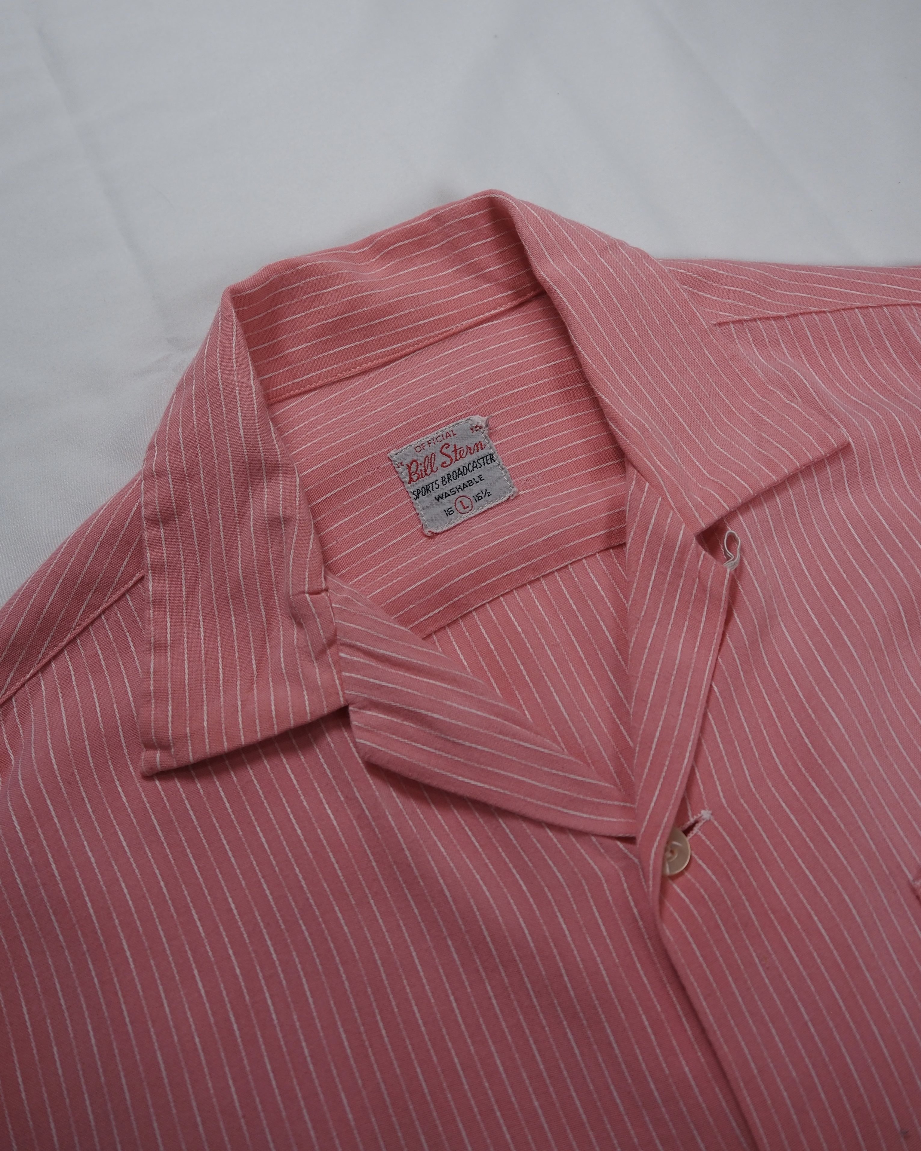 50’s Bill Stern レーヨンシャツ ピンク ストライプ Lサイズ の画像 9