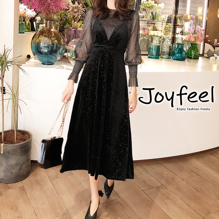 シースルートップス ベロアキャミワンピース Aラインドレス レディースファッション通販joyfeel ジョイフィール