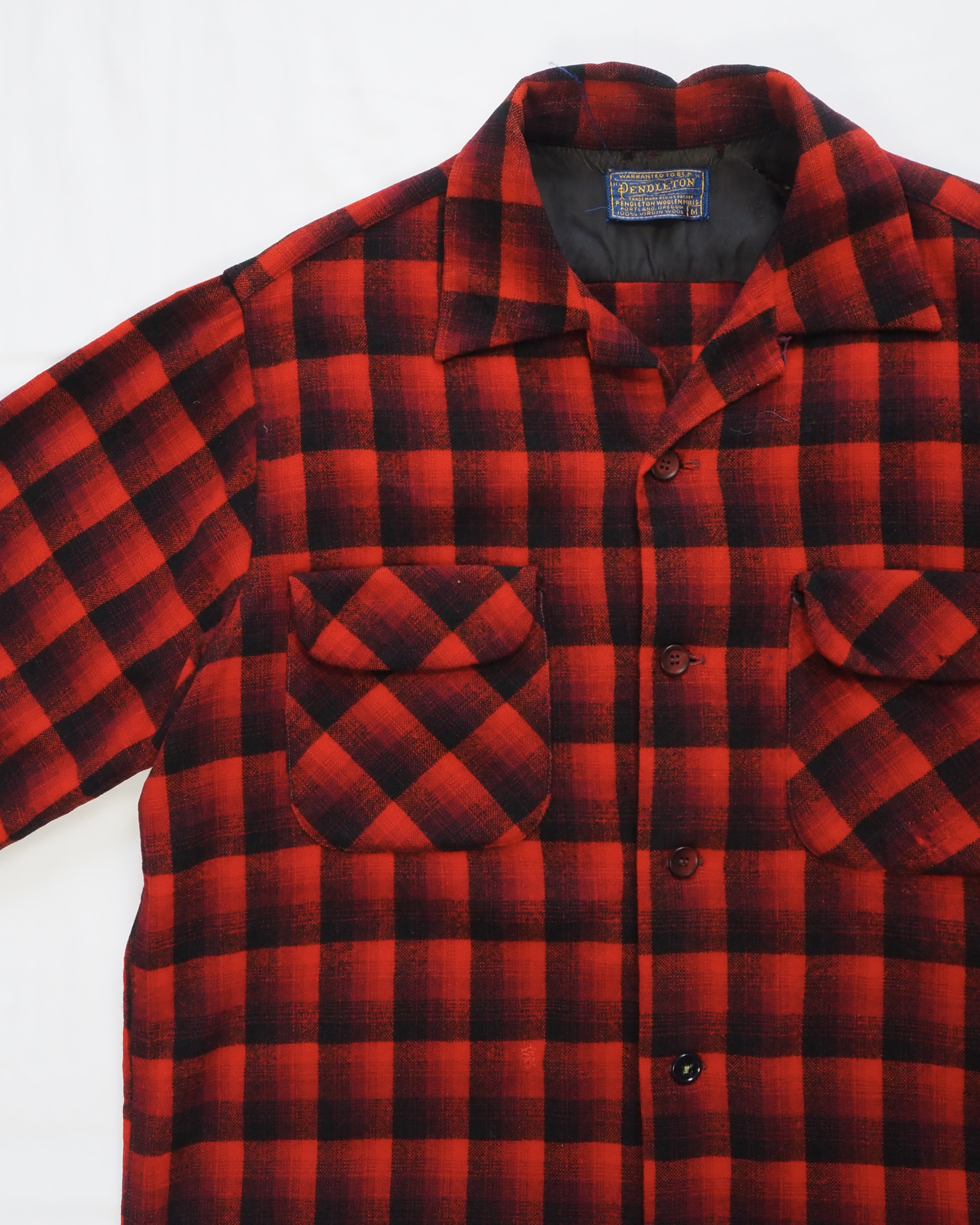 【VCM入荷】50’s Pendleton ウールシャツ オンブレチェック レッド×ブラック の画像 11