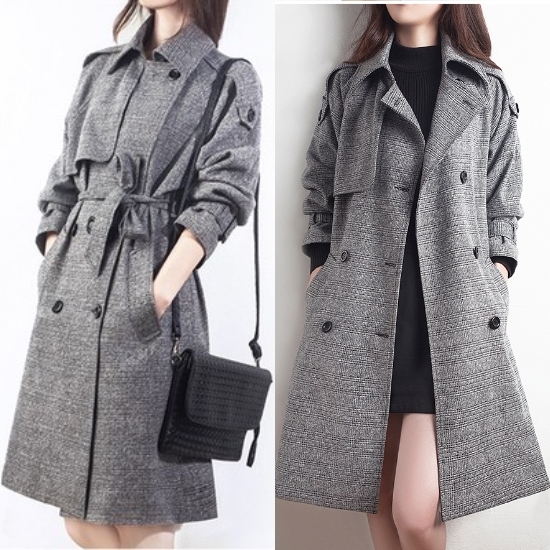 トレンチコート ウール ハーフコート 韓国スタイル Ou053