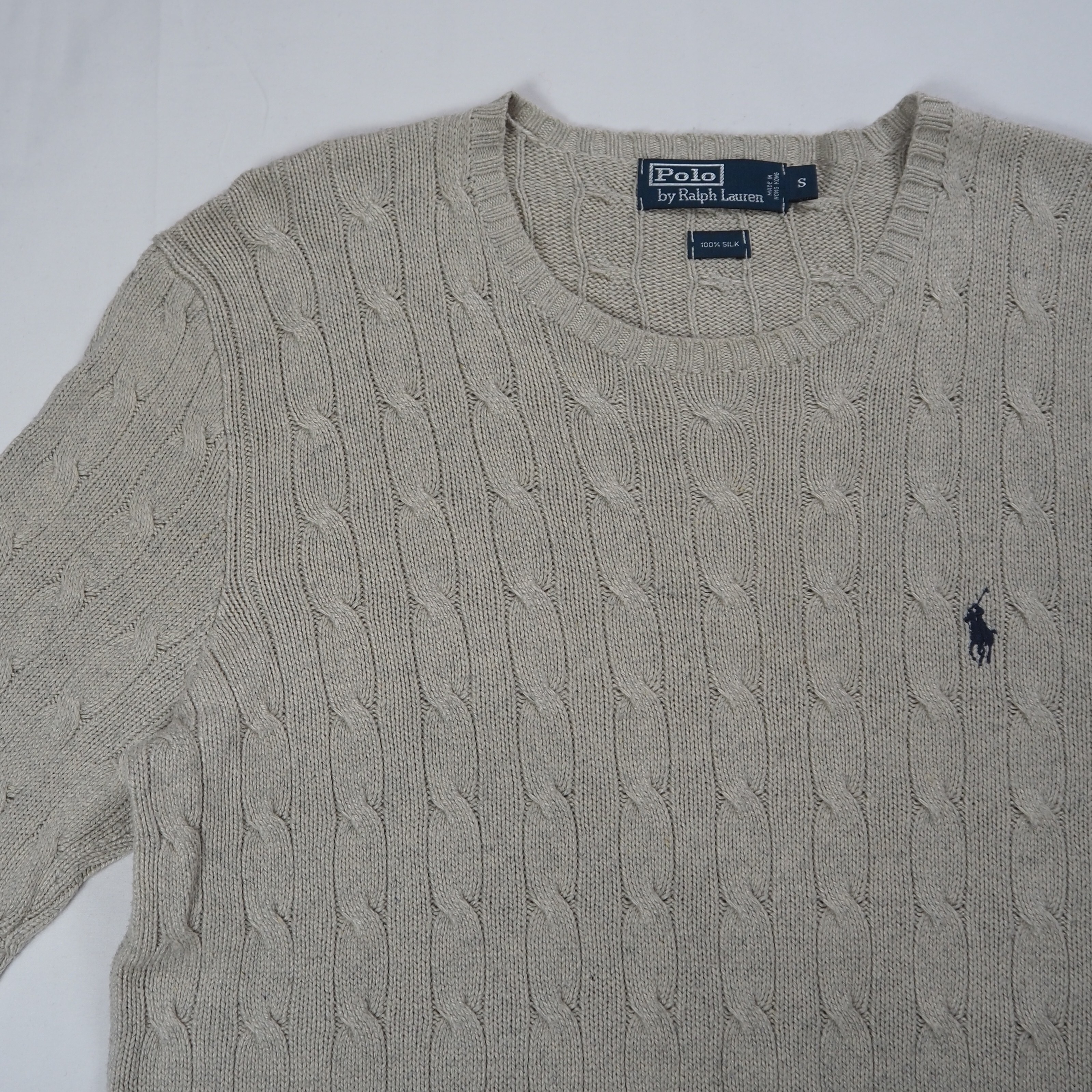 90's Ralph Lauren 100%シルク ケーブルニット Sサイズ の画像 5