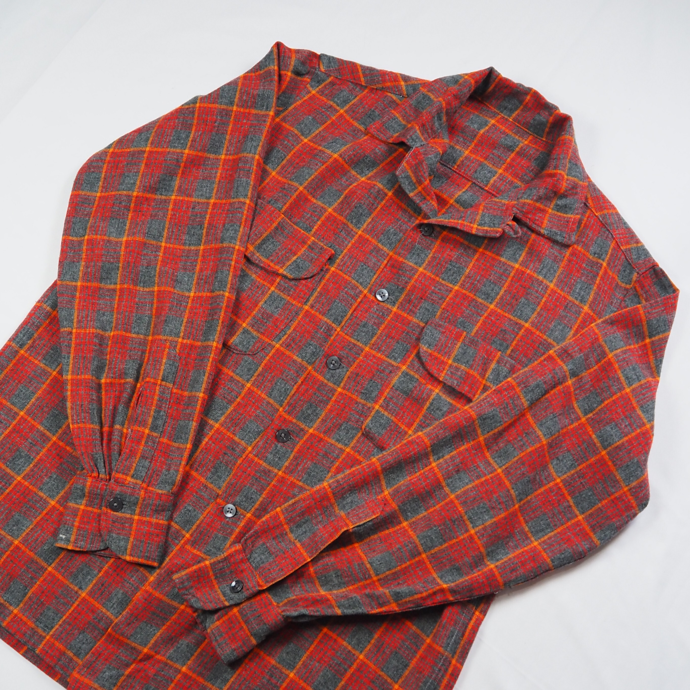 【9/23 20:00入荷】50's ウールシャツ レッド×グレー の画像 9