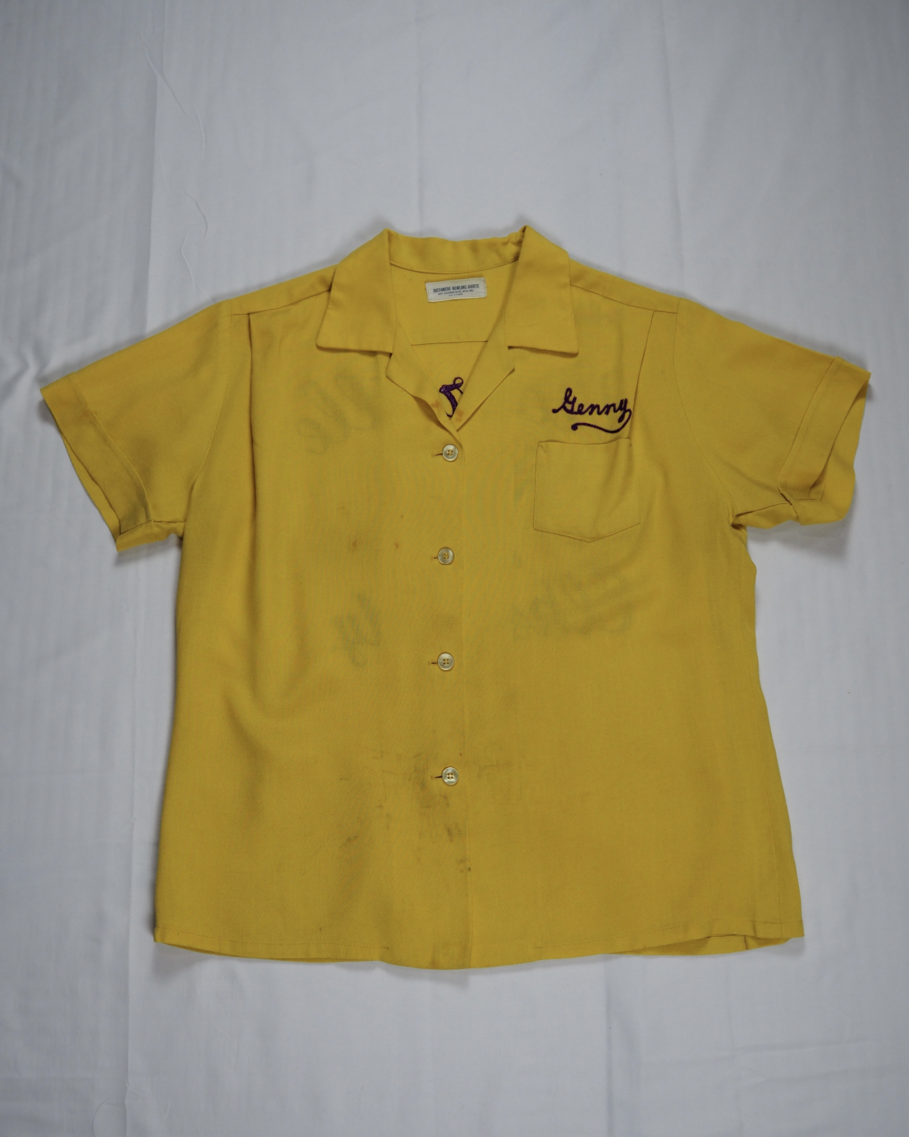 60’s レーヨンボーリングシャツ イエロー×パープル 鹿 の画像 7