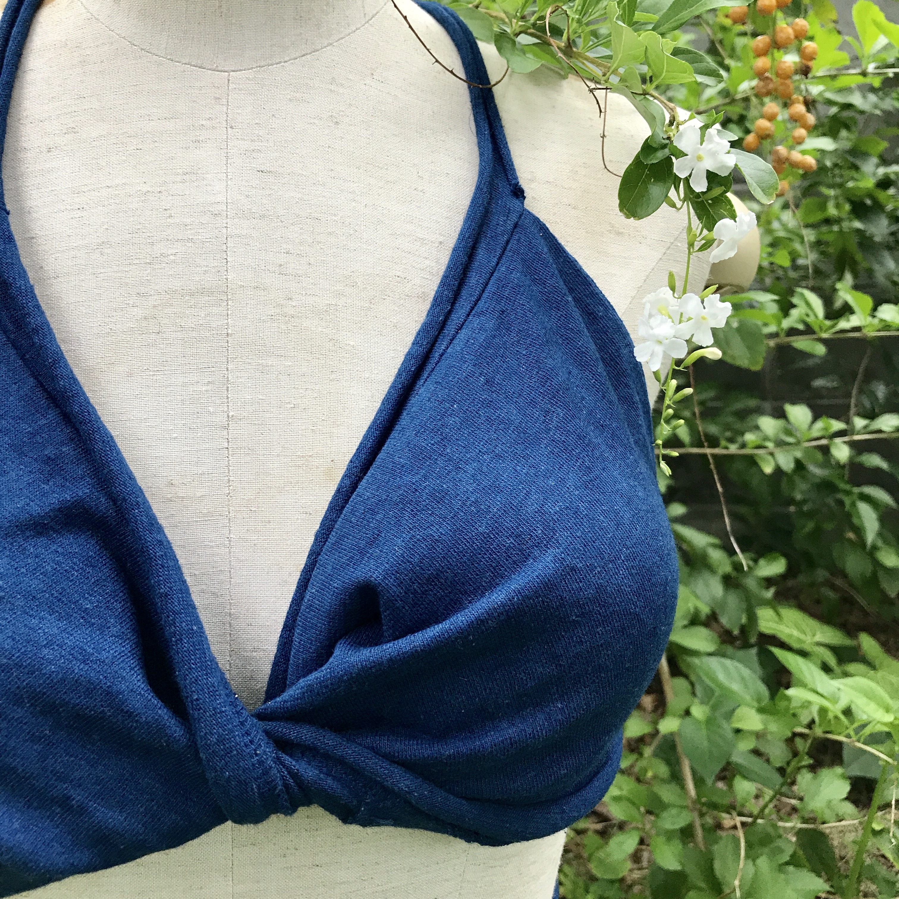 【ヘンプコットン】【らくらく ブラ 】【 ヨガウェアー 】【ナチュラル 下着 】【 天然素材 】【草木染】 木草弥生月