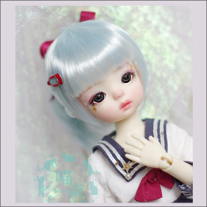 ドールウｨッグ Sd Msd 幼sd 8分サイズ用 ブルー 柔軟糸 リボン付き M7 Sutekiss