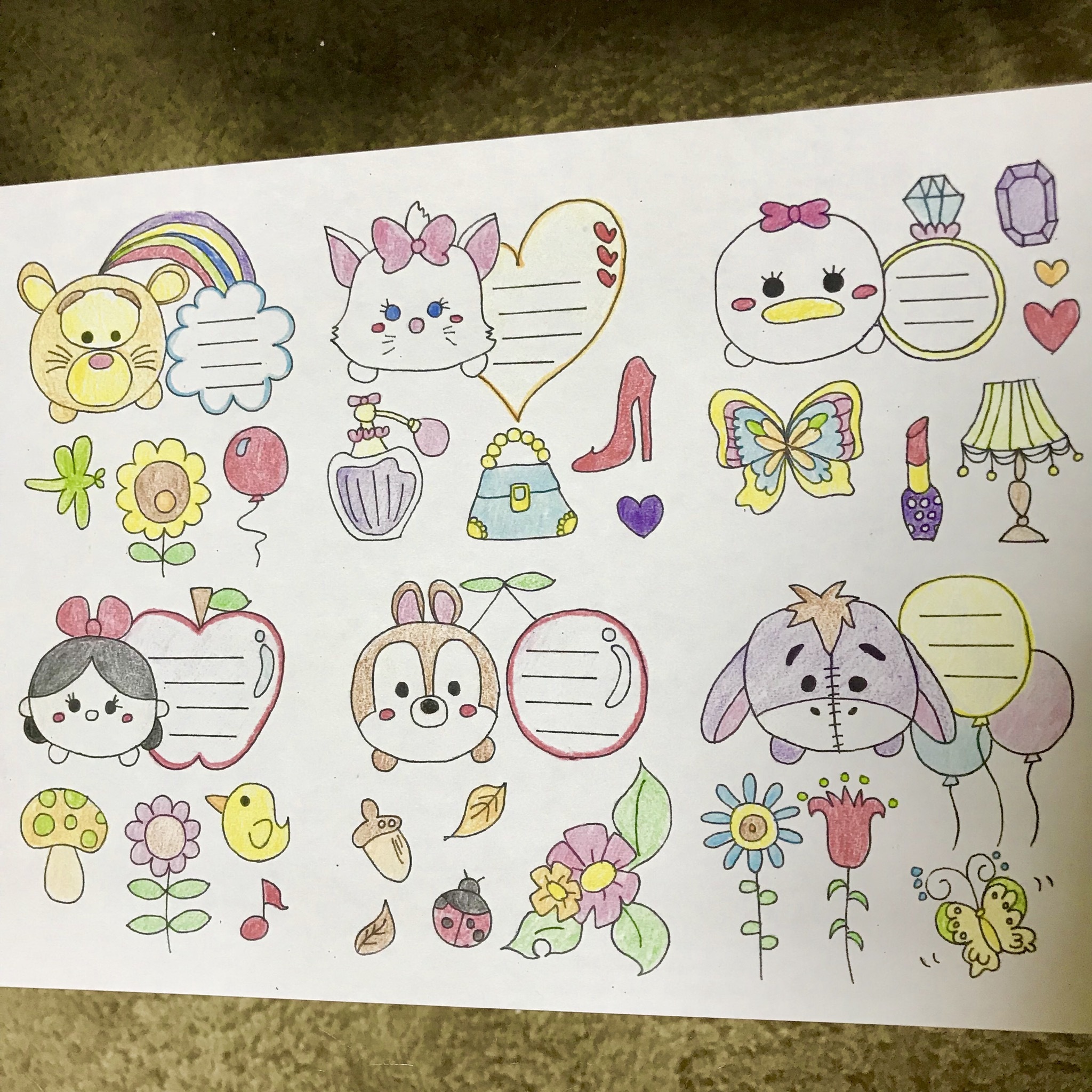 元の色紙 デザイン ディズニー 手書き すべてのイラスト画像