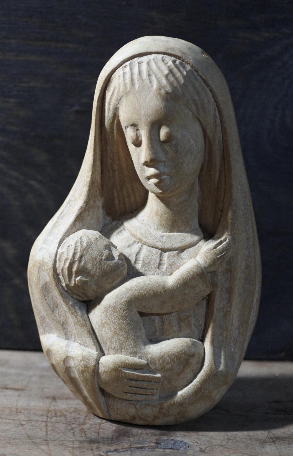 木彫 聖母子像 聖母マリア イエス キリスト 海外製 ヴィンテージ Lunetta ルネッタ