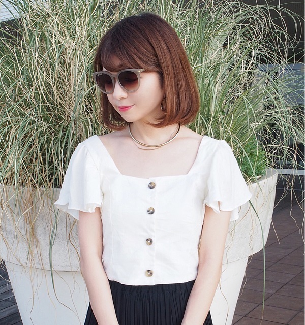 フリル袖ショート丈ブラウス T0013 real closet フリル袖ショート丈ブラウス T0013 real closet