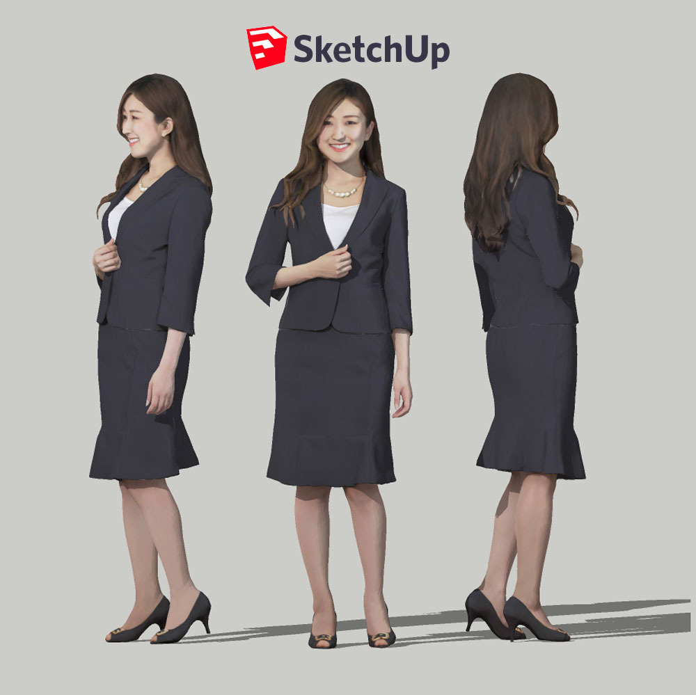 SketchUp素材 3D人物モデル ( Posed ) 055_Mao - 画像1