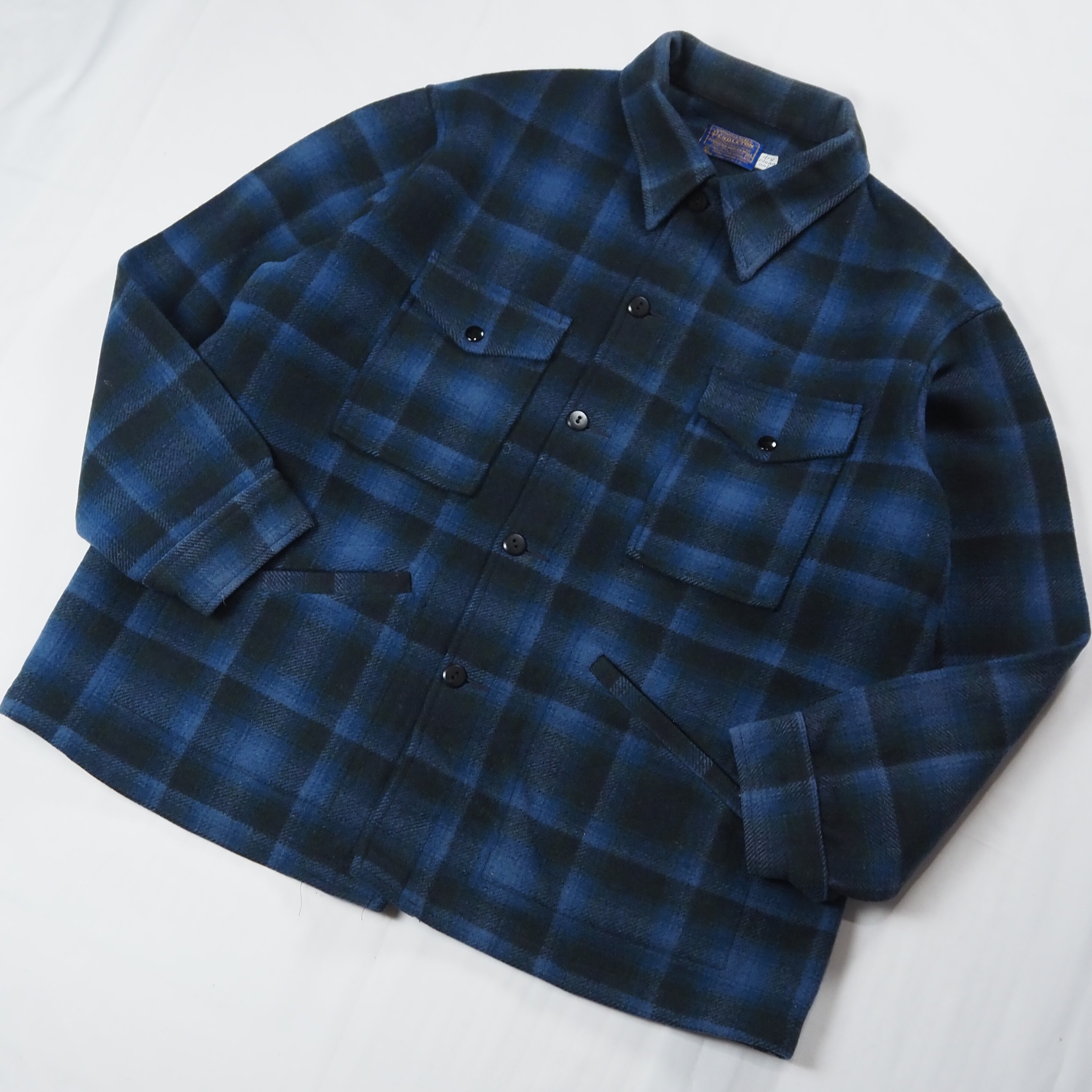 【9/23 20:00入荷】60's-70's Pendleton ウールジャケット ブルー×ブラック オンブレチェック の画像 2