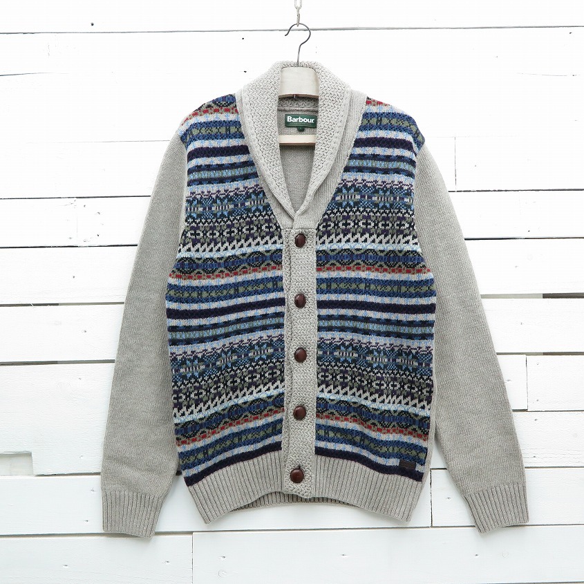 Barbour バブアー フェアアイル柄 ショールカラー ウールニットカーディガン メンズ Lサイズ Represent Onlinestore