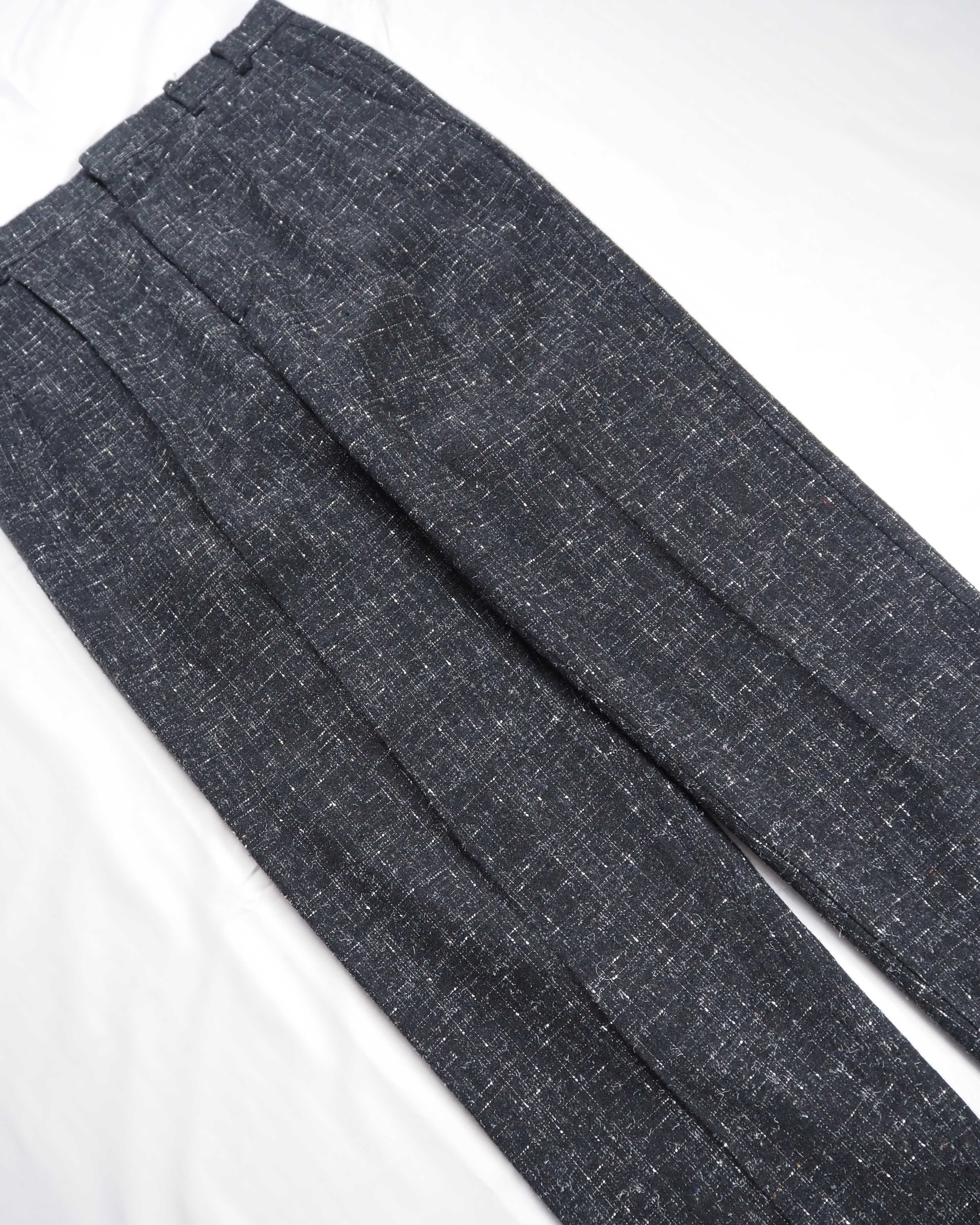 80’s Wool Slacks カスリ柄 ブラック×ホワイト の画像 5