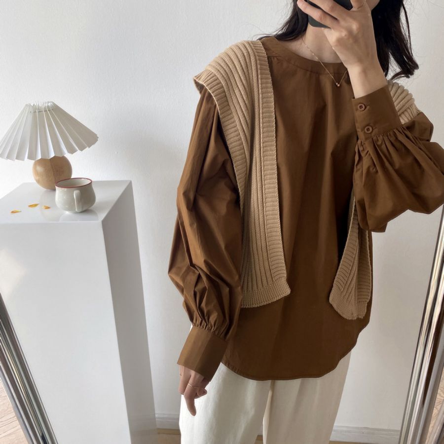 即納 ボリュームスリーブ ランタン袖 ギャザー丸首ブラウス Ts 03 She S Closet 即納 ボリュームスリーブ ランタン袖 ギャザー丸首ブラウス Ts 03 She S Closet
