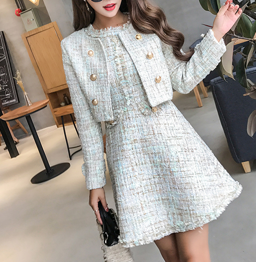 バラ売り価格 フリンジ ツイード ジャケット ワンピース セットアップ ツーピース ひざ丈 ミニワンピ フェミニン オンラインストアショップ Ssl Daikyogo Or Jp
