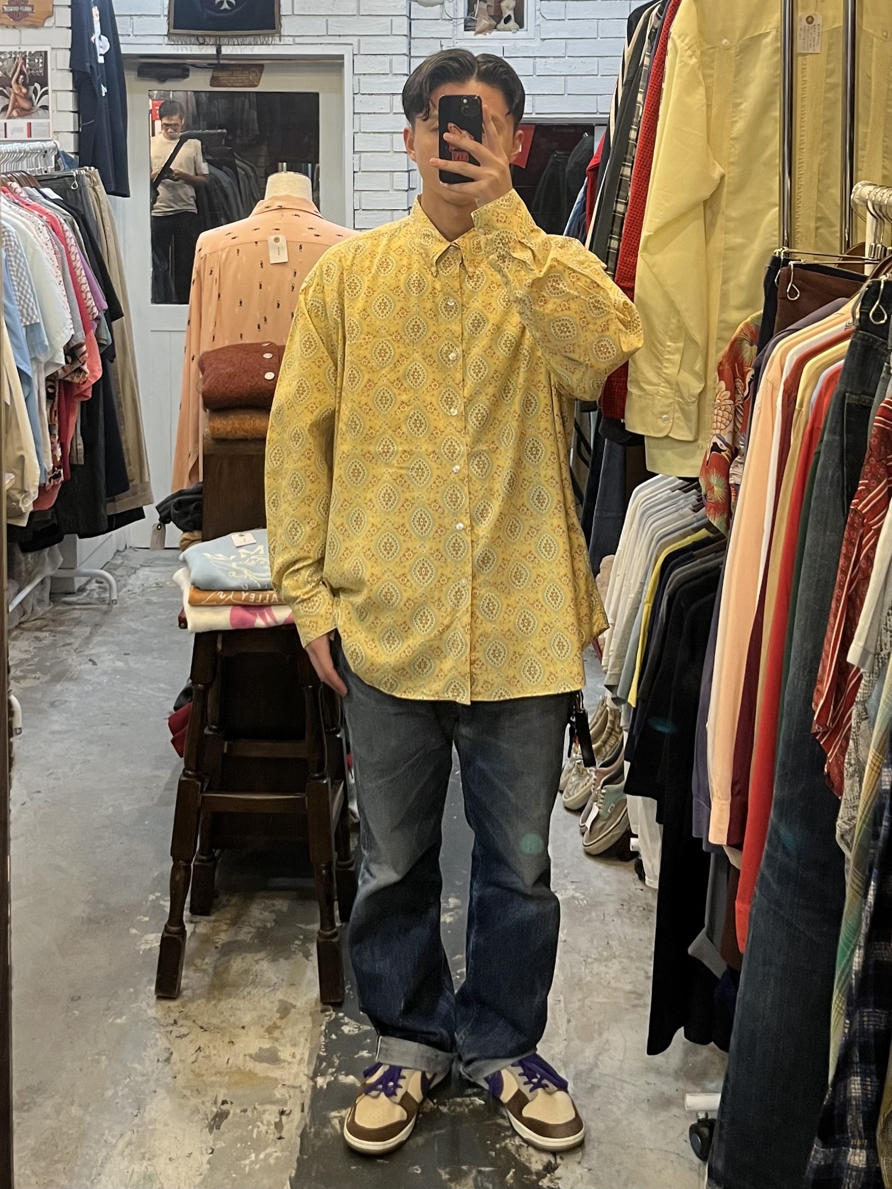 90’s OLD GAP コットンシャツ XL イエロー の画像 6
