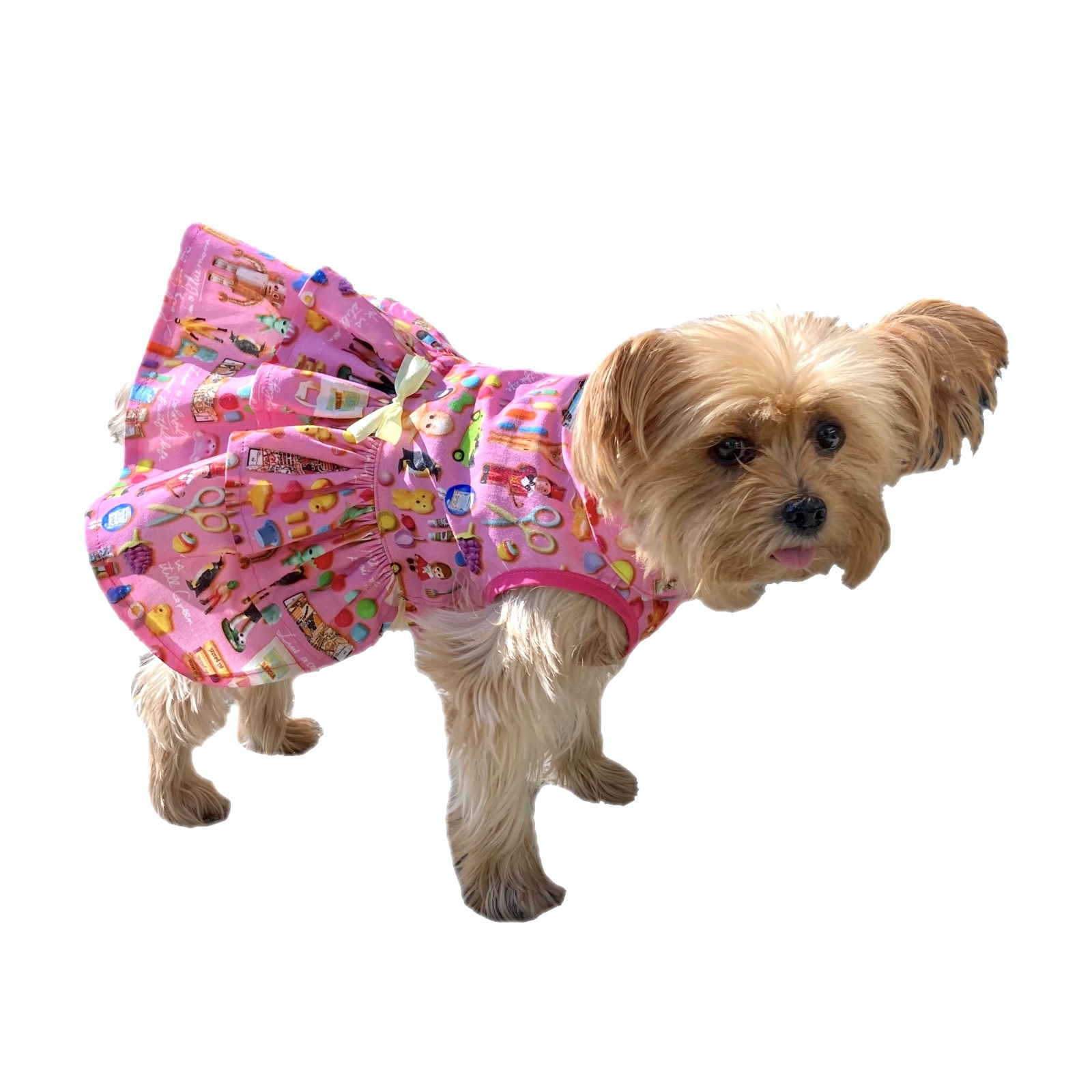 犬服 3号 ワンピース ポップ おもちゃ柄 ピンク Tony Dog Zakka ハンドメイド犬服と雑貨のお店 犬服 3号 ワンピース ポップ おもちゃ柄 ピンク Tony Dog Zakka ハンドメイド犬服と雑貨のお店